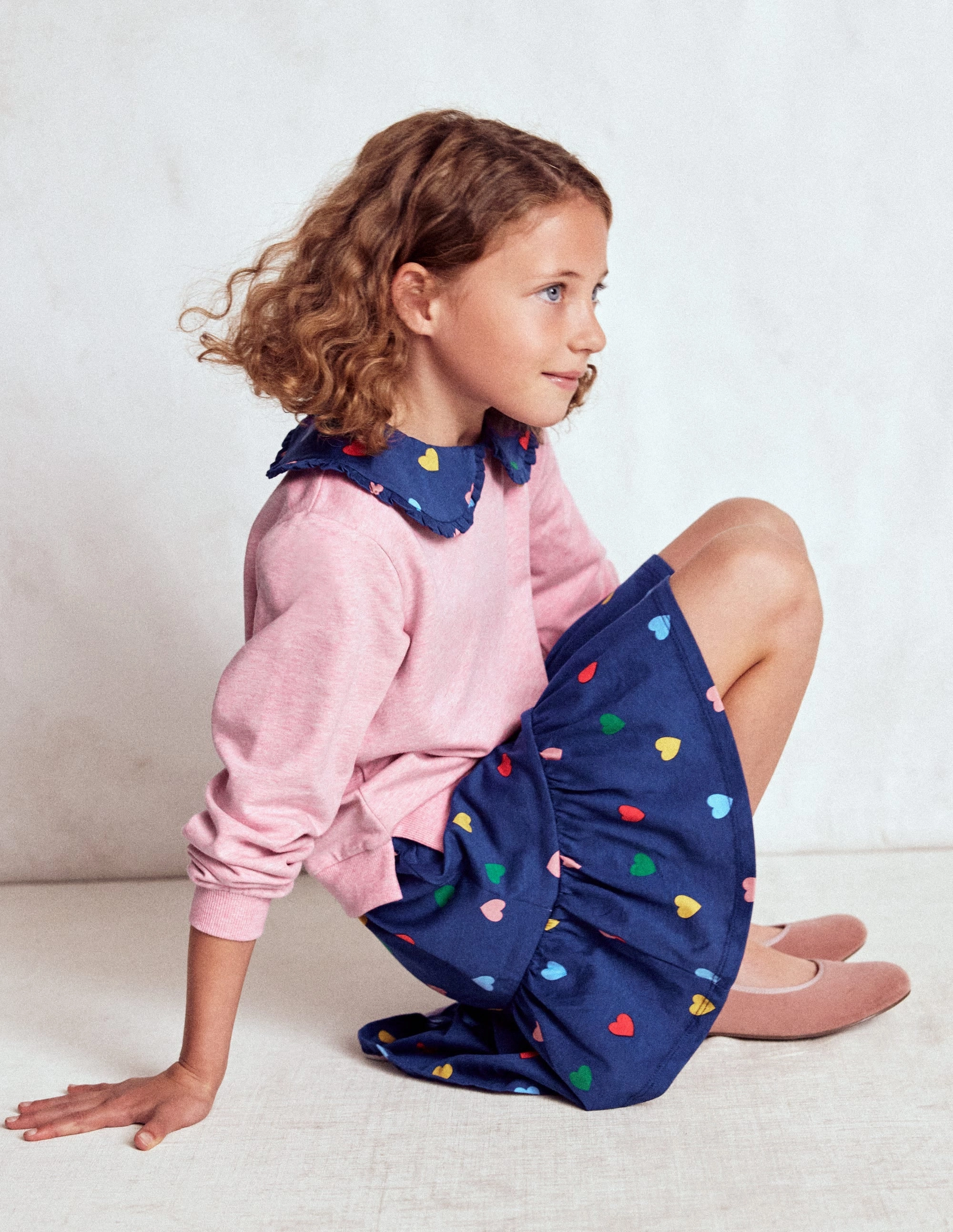 2-in-1 Sweatshirt Dress-Starboard Blue Multi Hearts Blush Glow