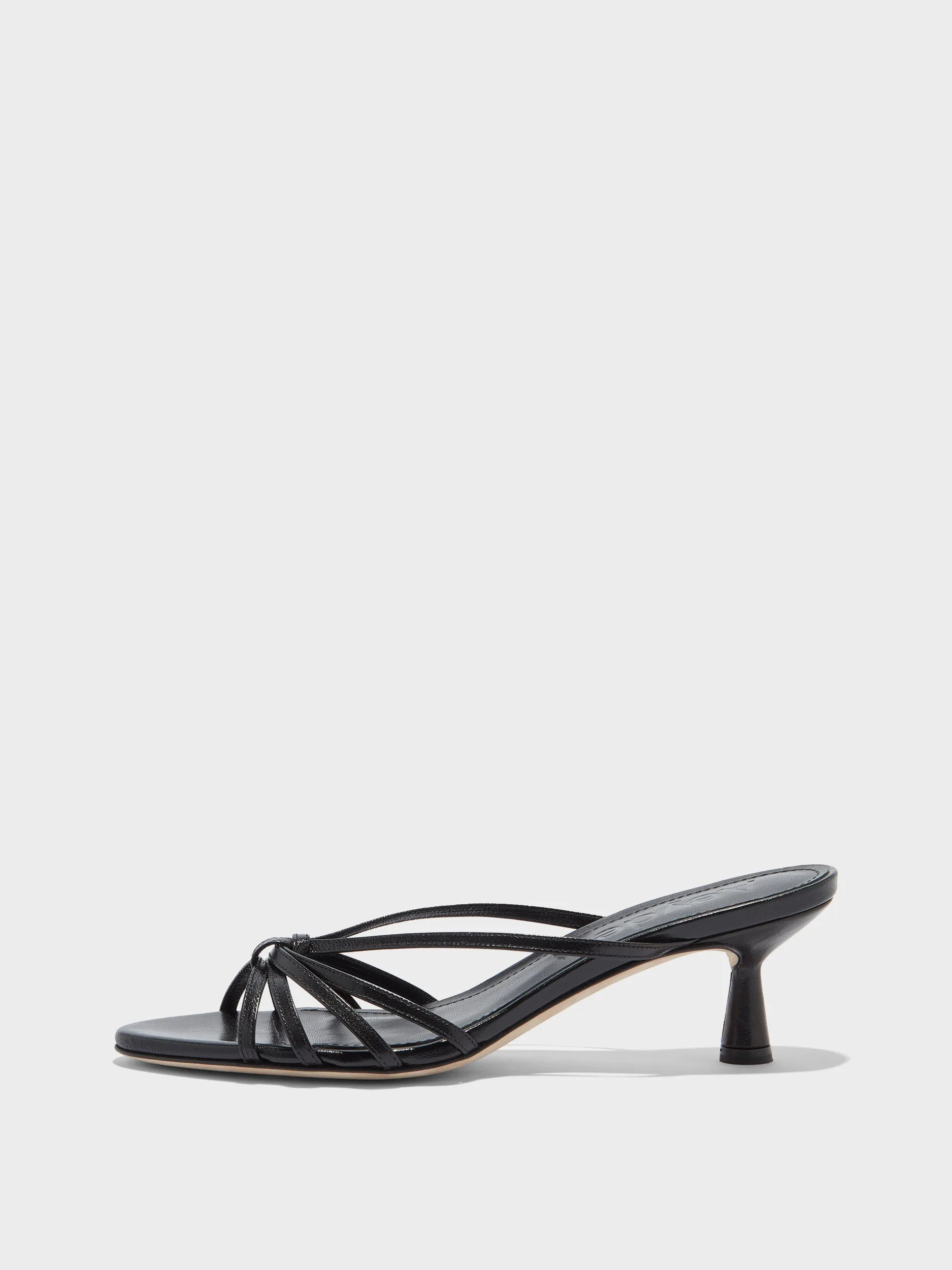 Abby Leather Mules Strappy Heeled Sandals Classy Heels