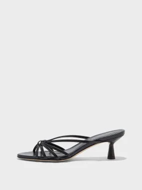 Abby Leather Mules Strappy Heeled Sandals Classy Heels