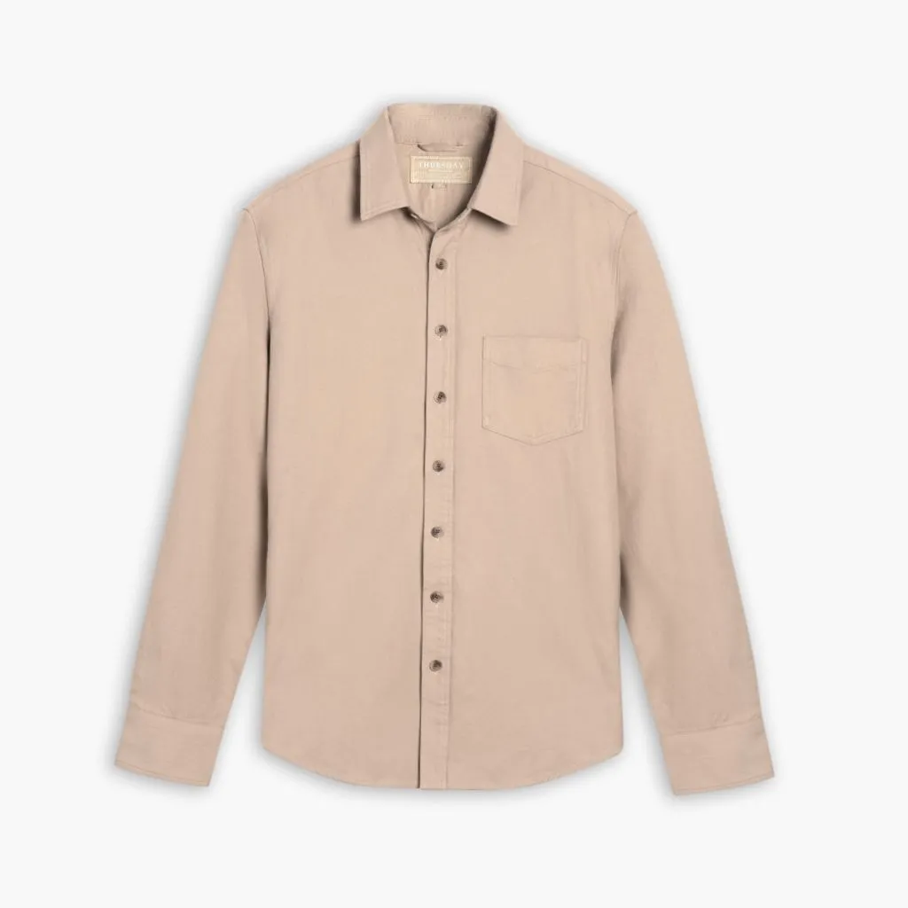 Zip Front Midweight Textile Solid Shirt | Taupe