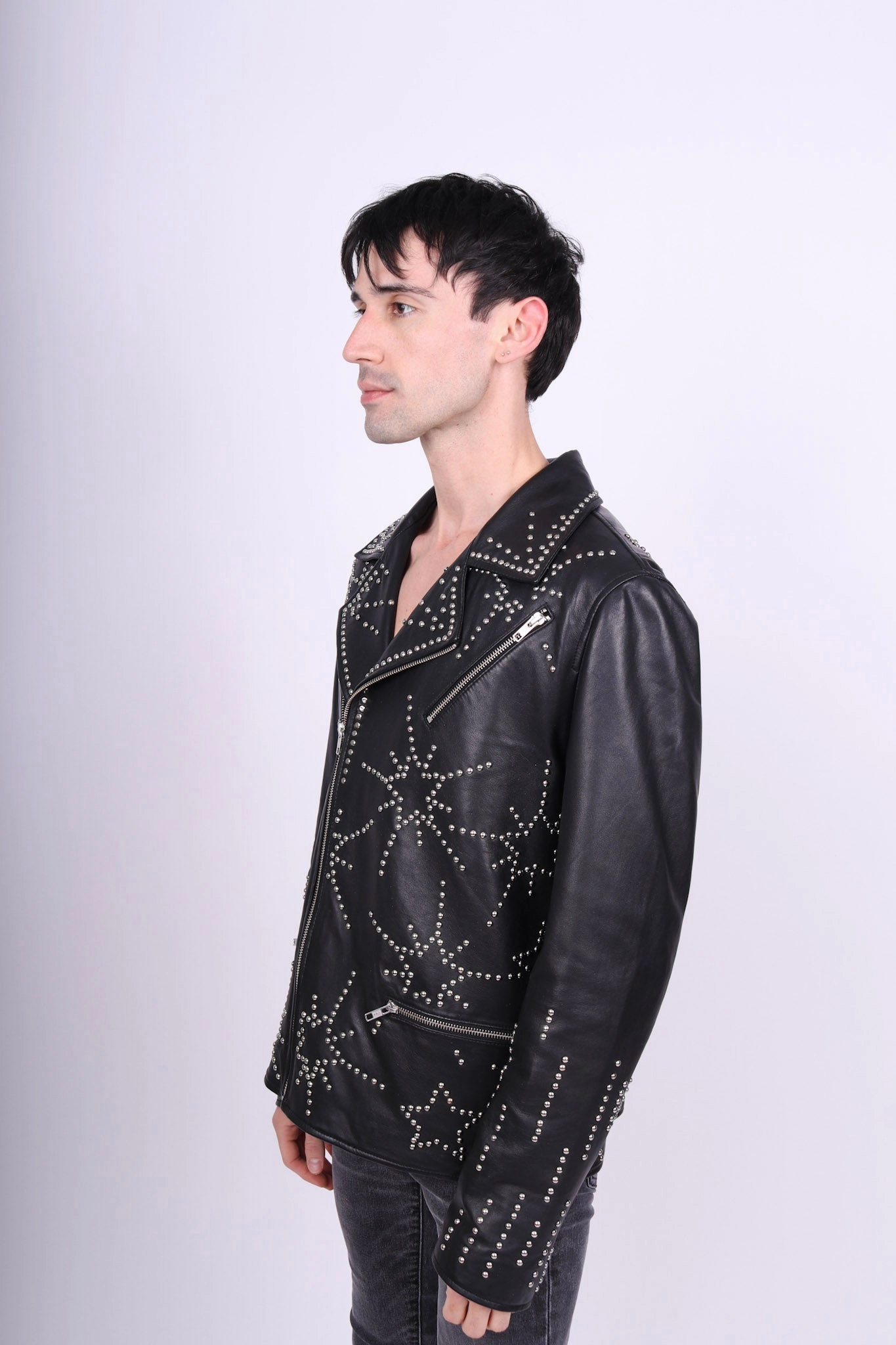 Windproof Construction Any Old Iron Men's Starburst Leather Jacket