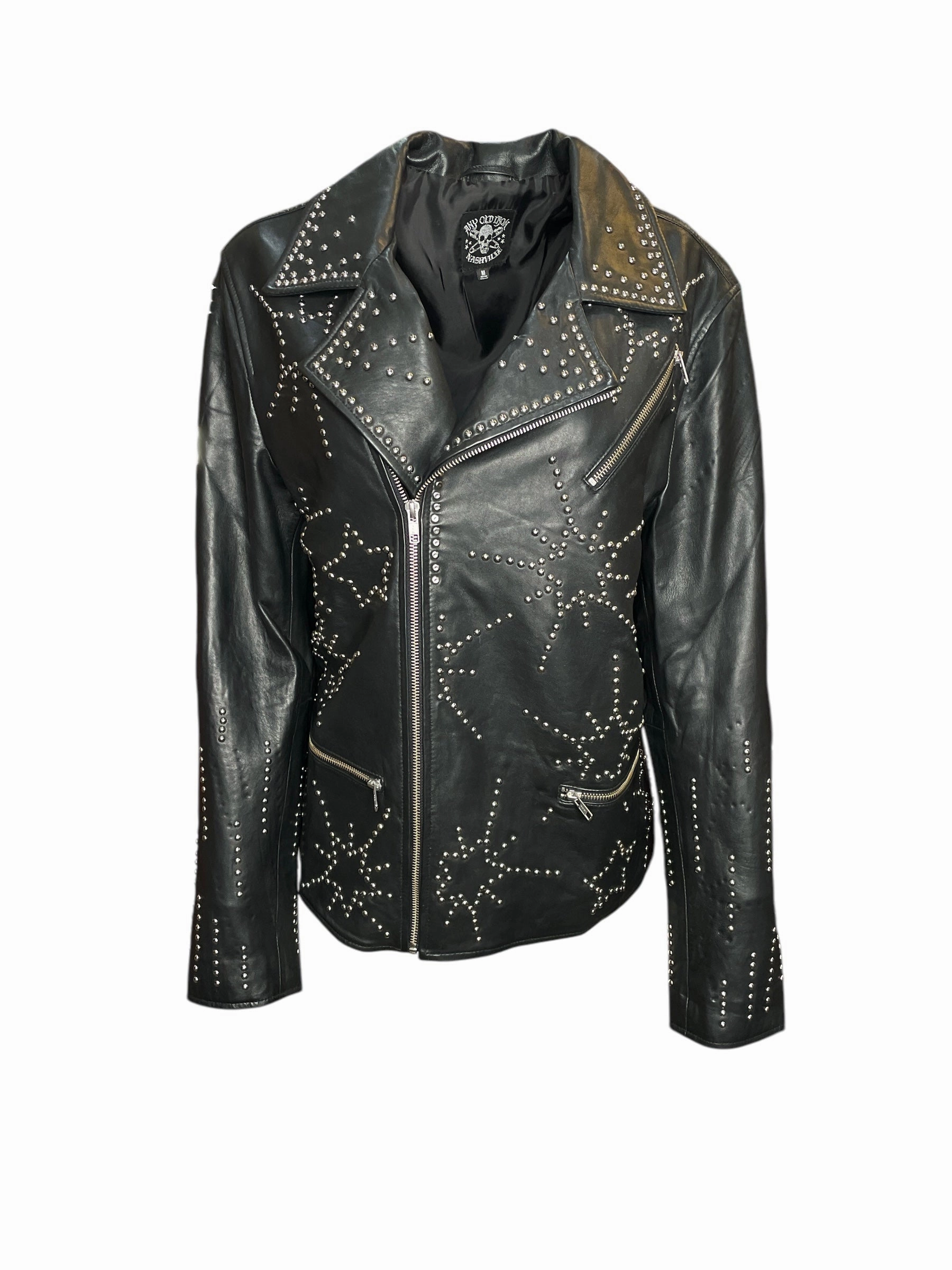 Any Old Iron Men's Starburst Leather Jacket suitable for sports games