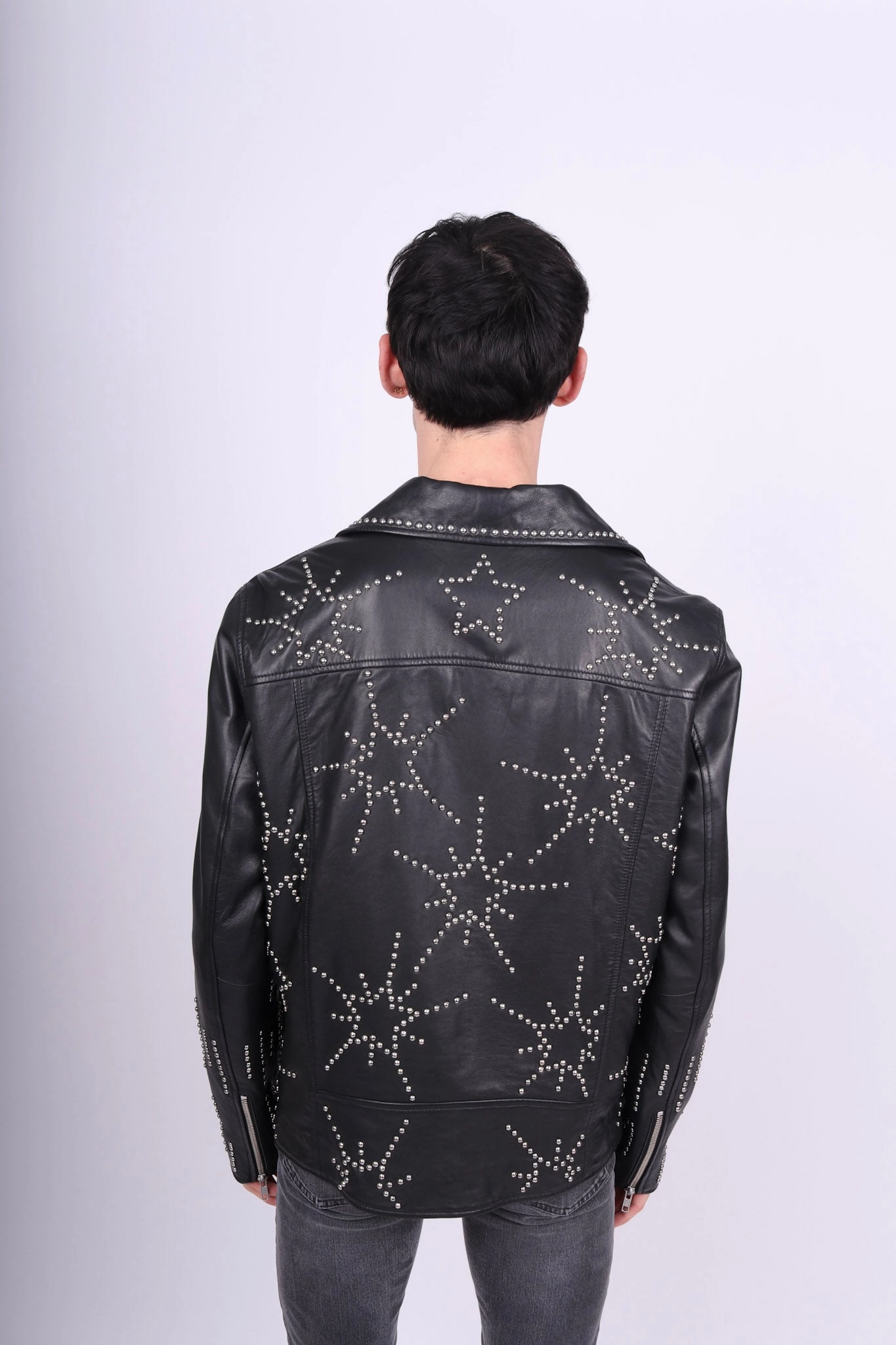 Any Old Iron Men's Starburst Leather Jacket Winter Essential belt