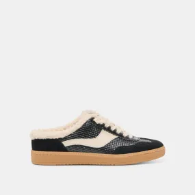 NOTICE SLIDE PLUSH SNEAKERS BLACK WOVEN LEATHER Sneaker Fit Impact Resistant Toe Guard