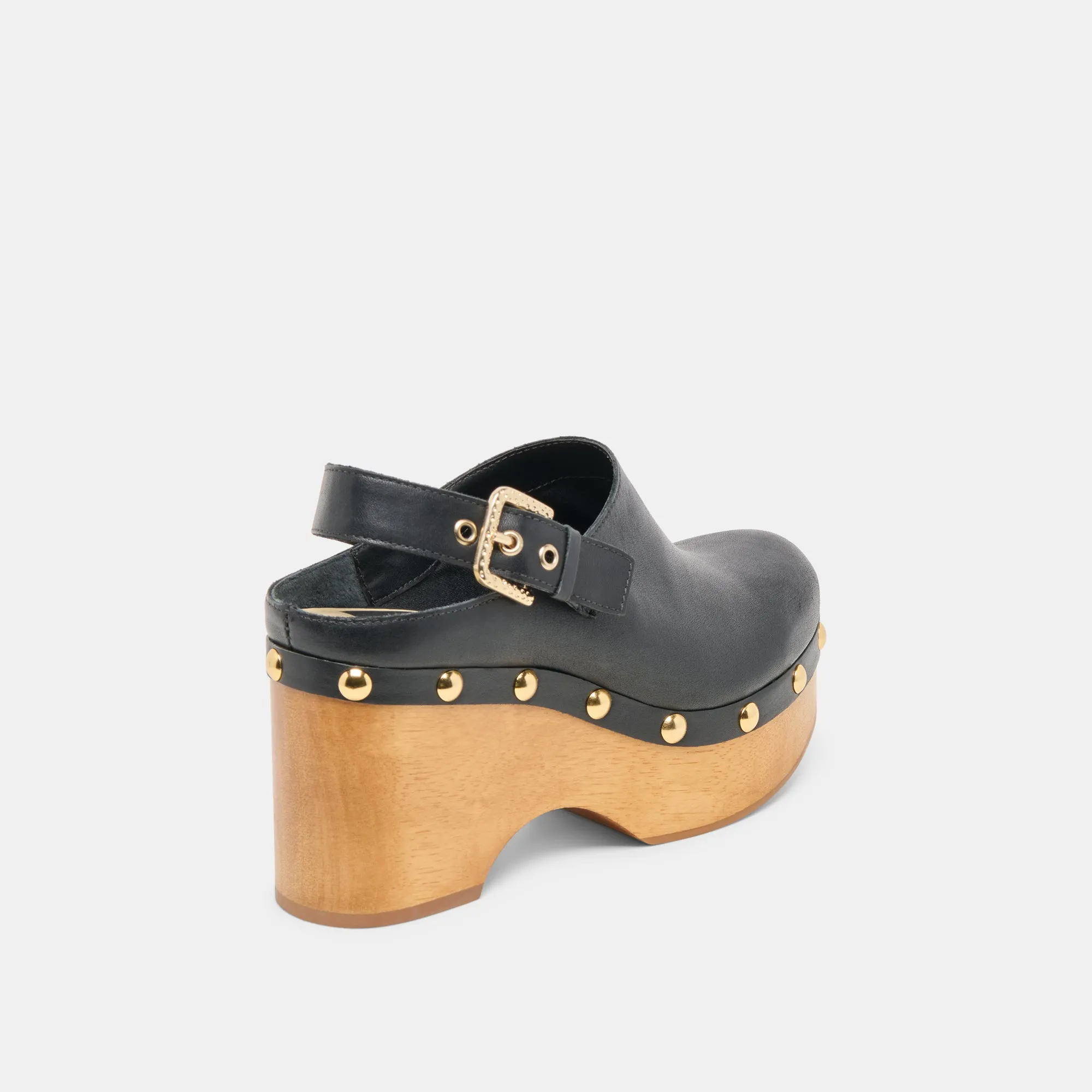 Peep Toe Sandals ADELAN CLOGS BLACK LEATHER