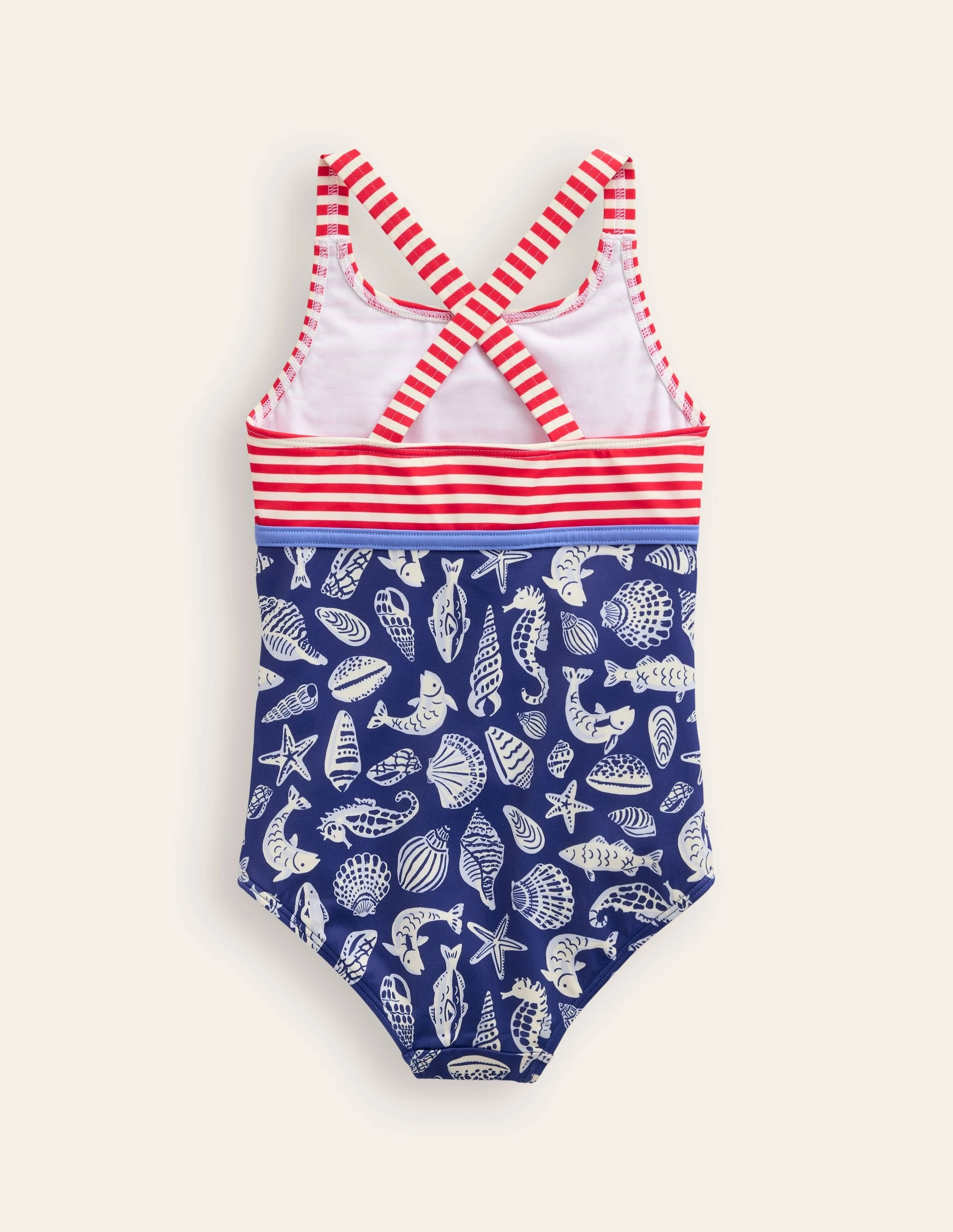 Hotchpotch Swimsuit-Sapphire Blue Seashore Abrasion Resistant Panels Stretch Weave Fabric