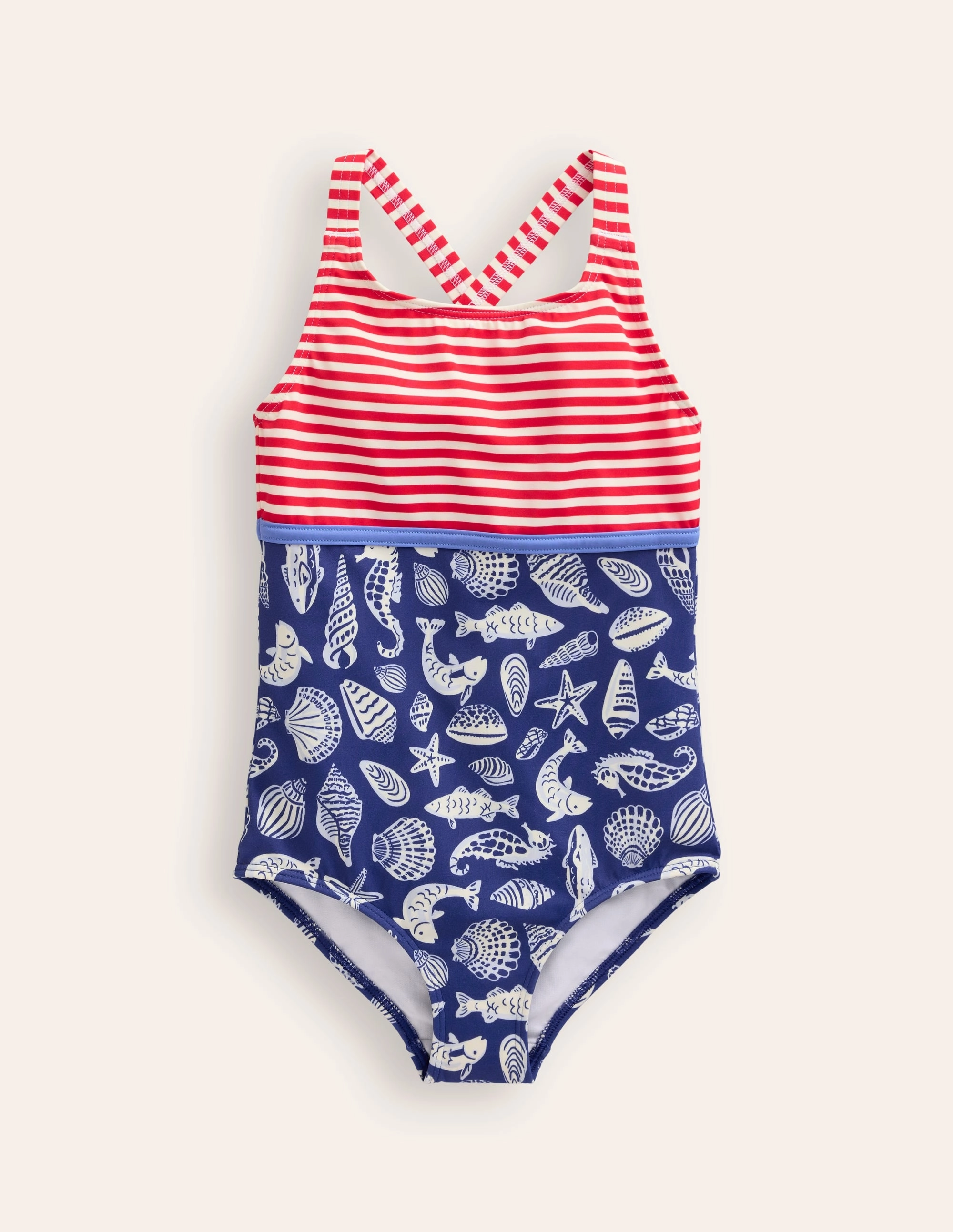 Laser Cut Perforations Tummy Control Panels Hotchpotch Swimsuit-Sapphire Blue Seashore