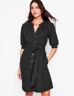 Ada Double Cloth Short Dress-Black Elegant formal outfit