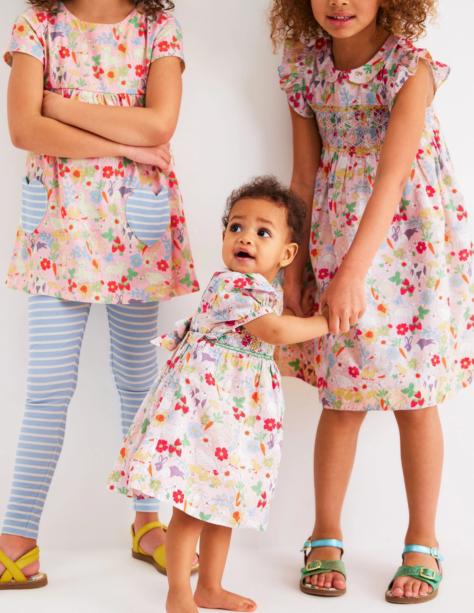 Tiered-Skirt Zip Closure Adeline Smocked Dress-Lilac Spring Meadow