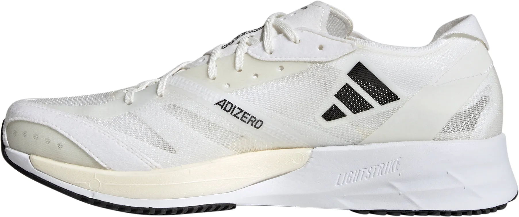 Hexagonal Tread Adaptive Fit Weave adidas Adizero Adios 7 Mens Running Shoes - White