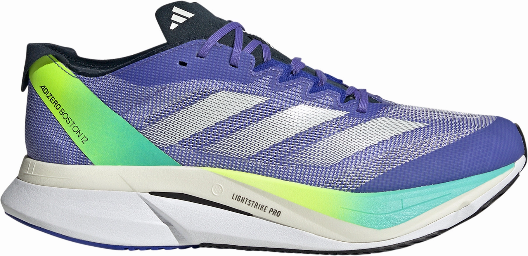 running in the heat shoes hook and loop closure adidas Adizero Boston 12 Mens Running Shoes - Blue