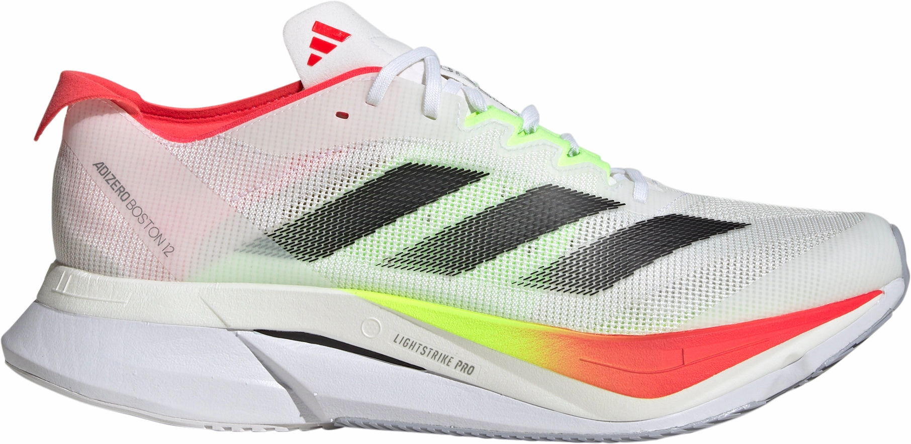 adidas Adizero Boston 12 Mens Running Shoes - White Muddy running grip Removable liners
