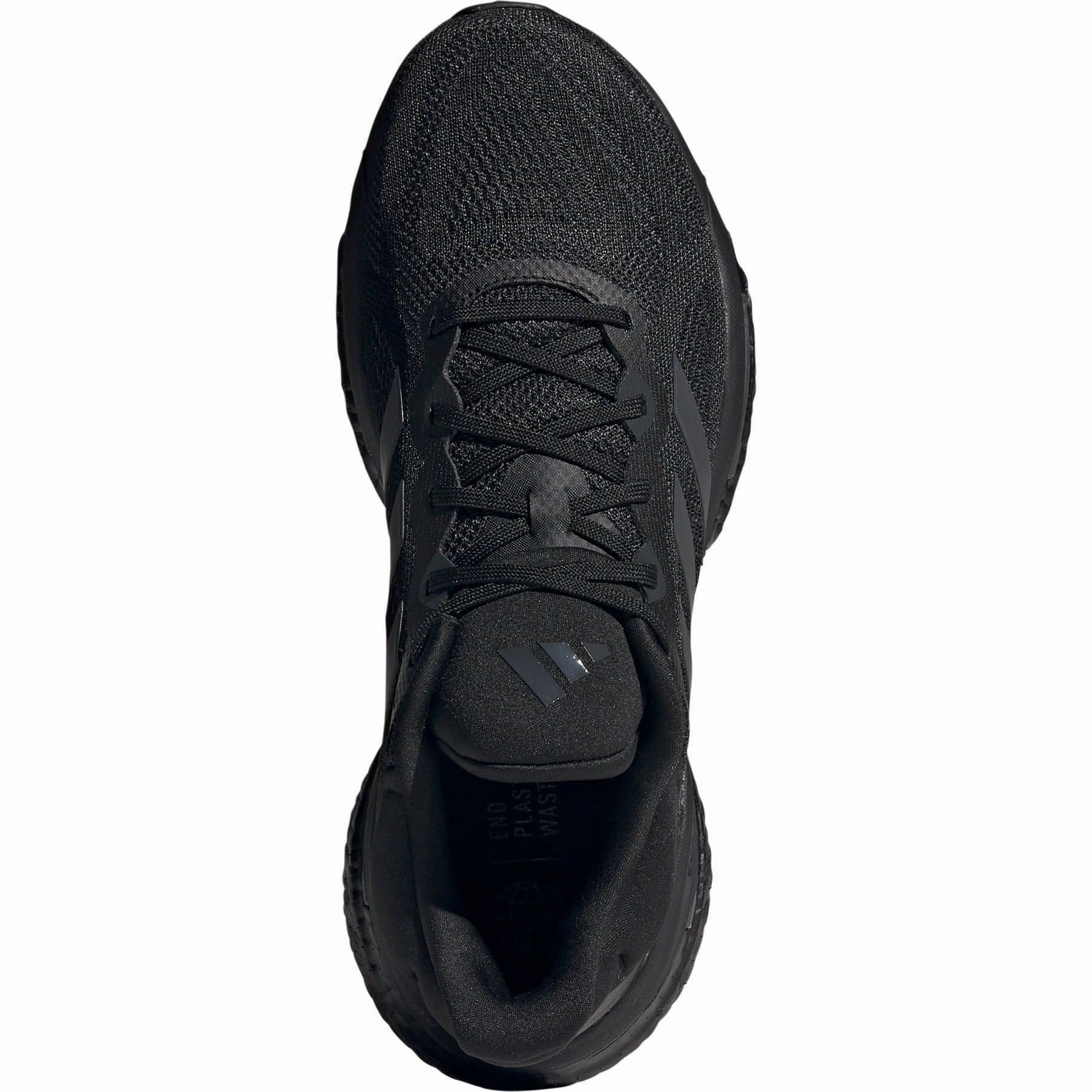 solid - color running wear Reinforced Eyelet Design adidas SolarGlide 6 Mens Running Shoes - Black