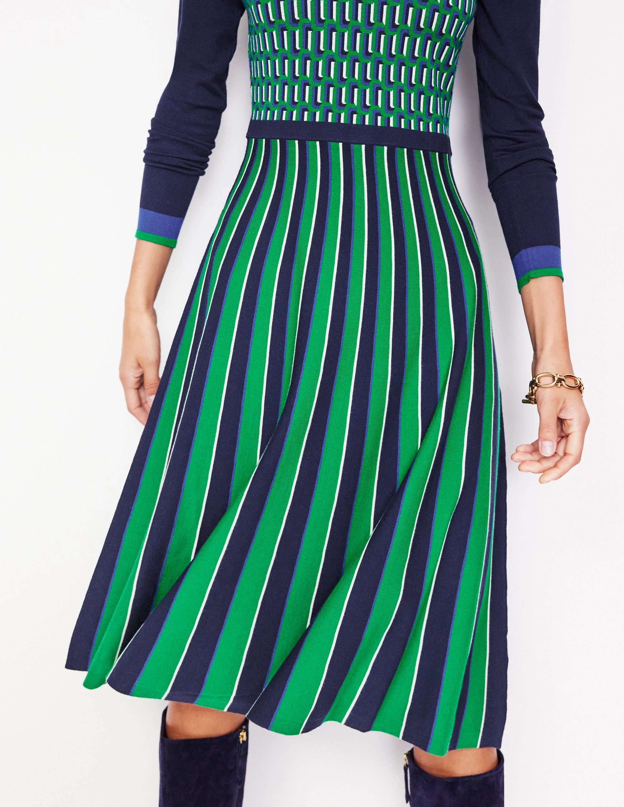 Maria Jacquard Knitted Dress-Rich Emerald, Jacquard Night Ready Cozy Mood