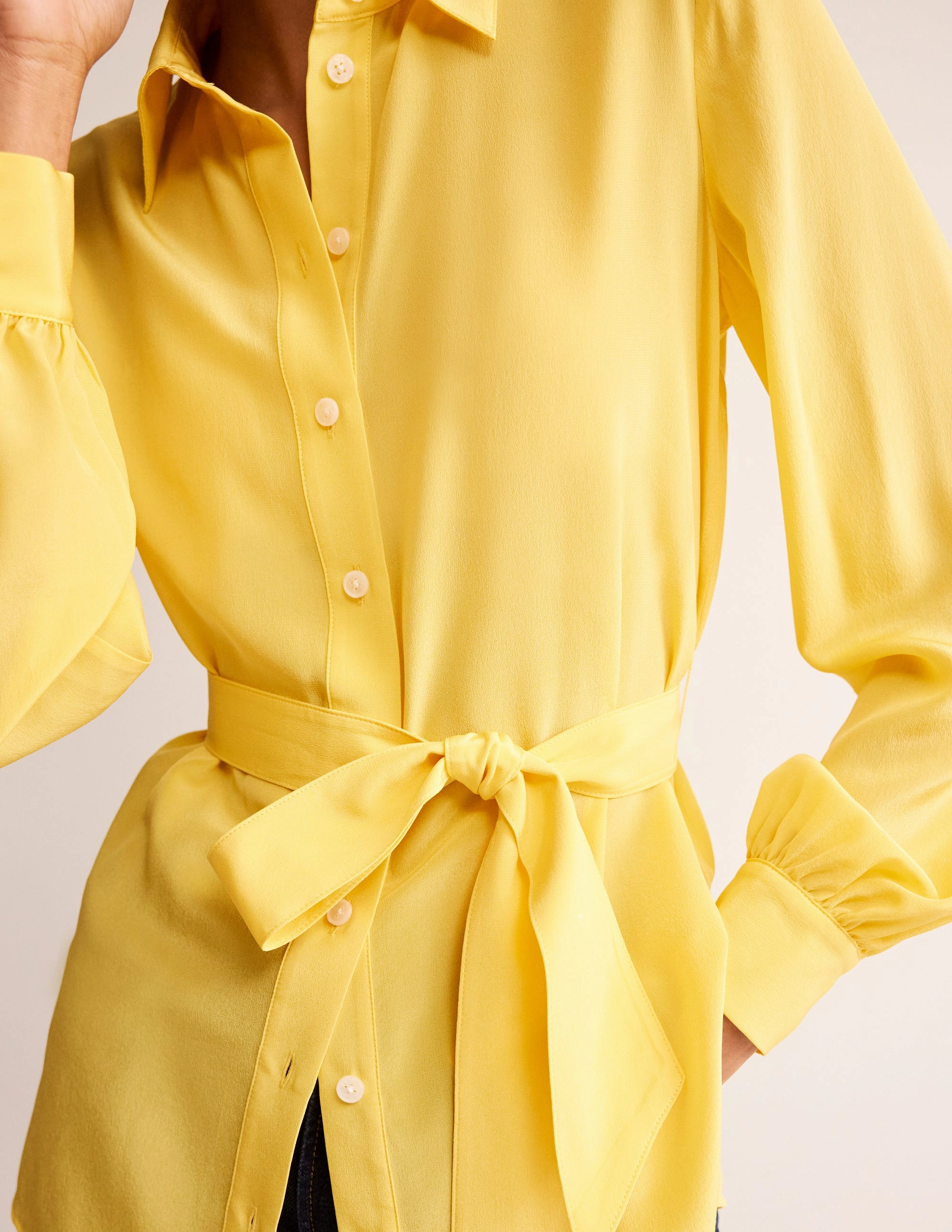 Belted Silk Shirt-Vibrant yellow Seasonal Comfort