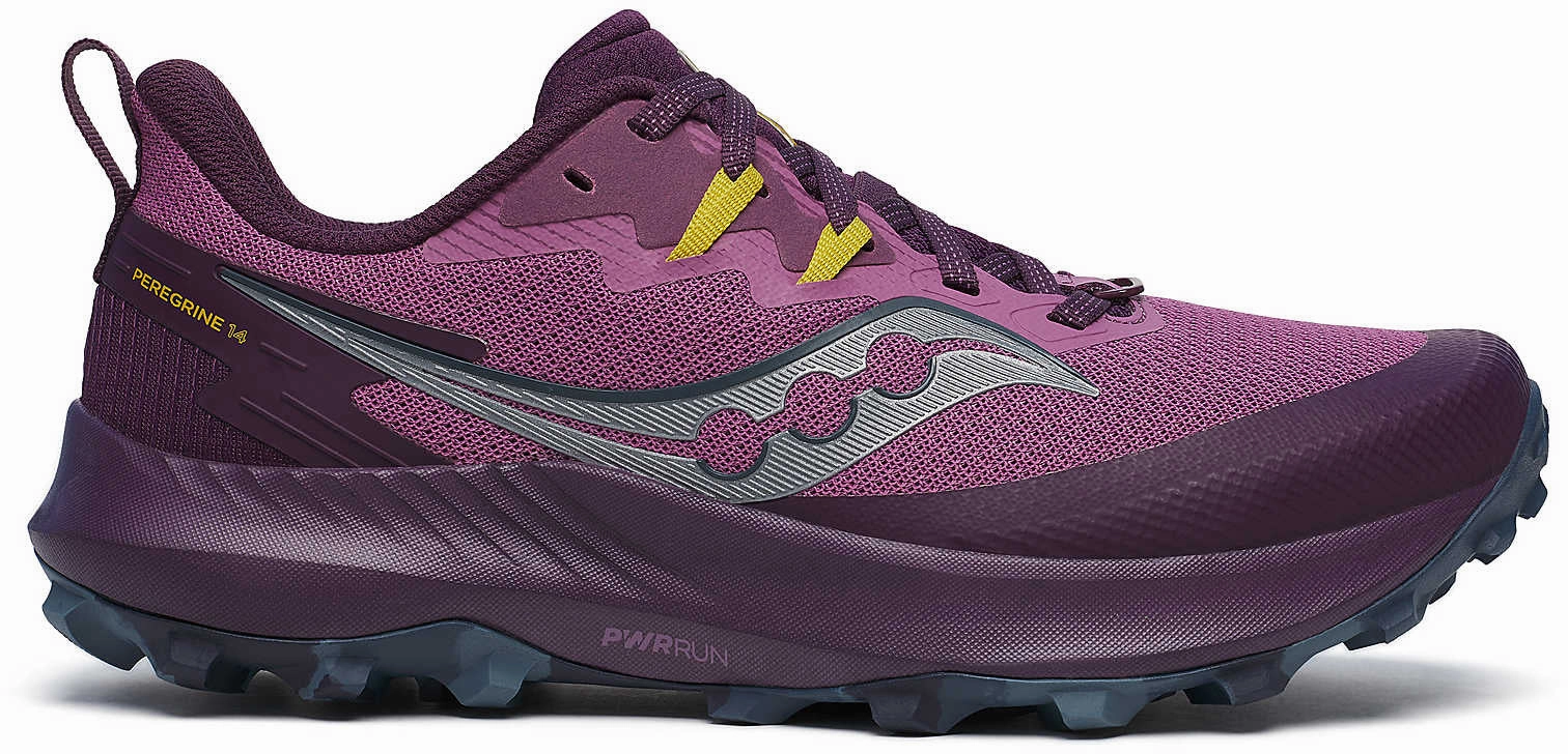 Padded Heel Counter Saucony Peregrine 14 Womens Trail Running Shoes - Purple