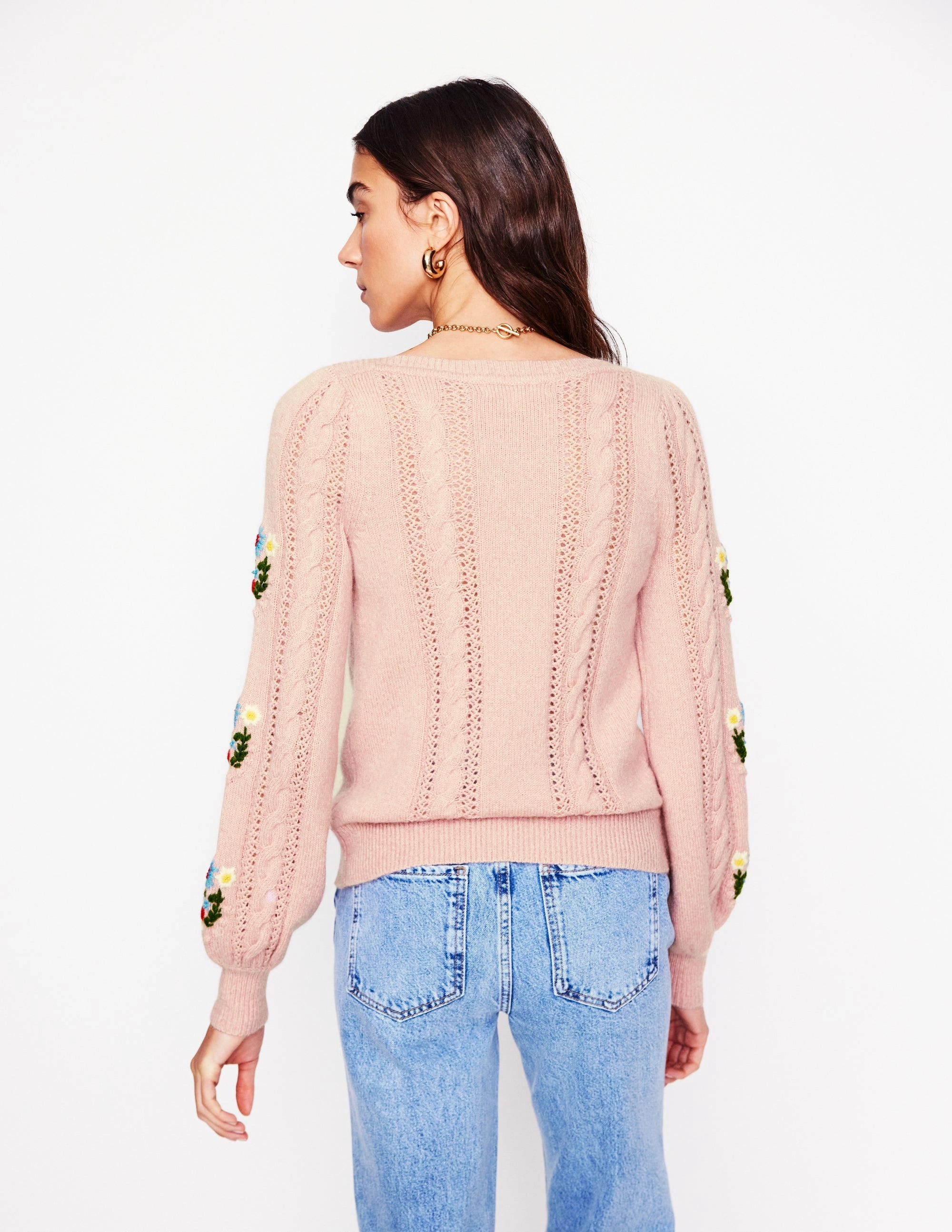 Soft Layer WrinkleResistant Fluffy Embroidered Jumper-Soft Lavender Pink