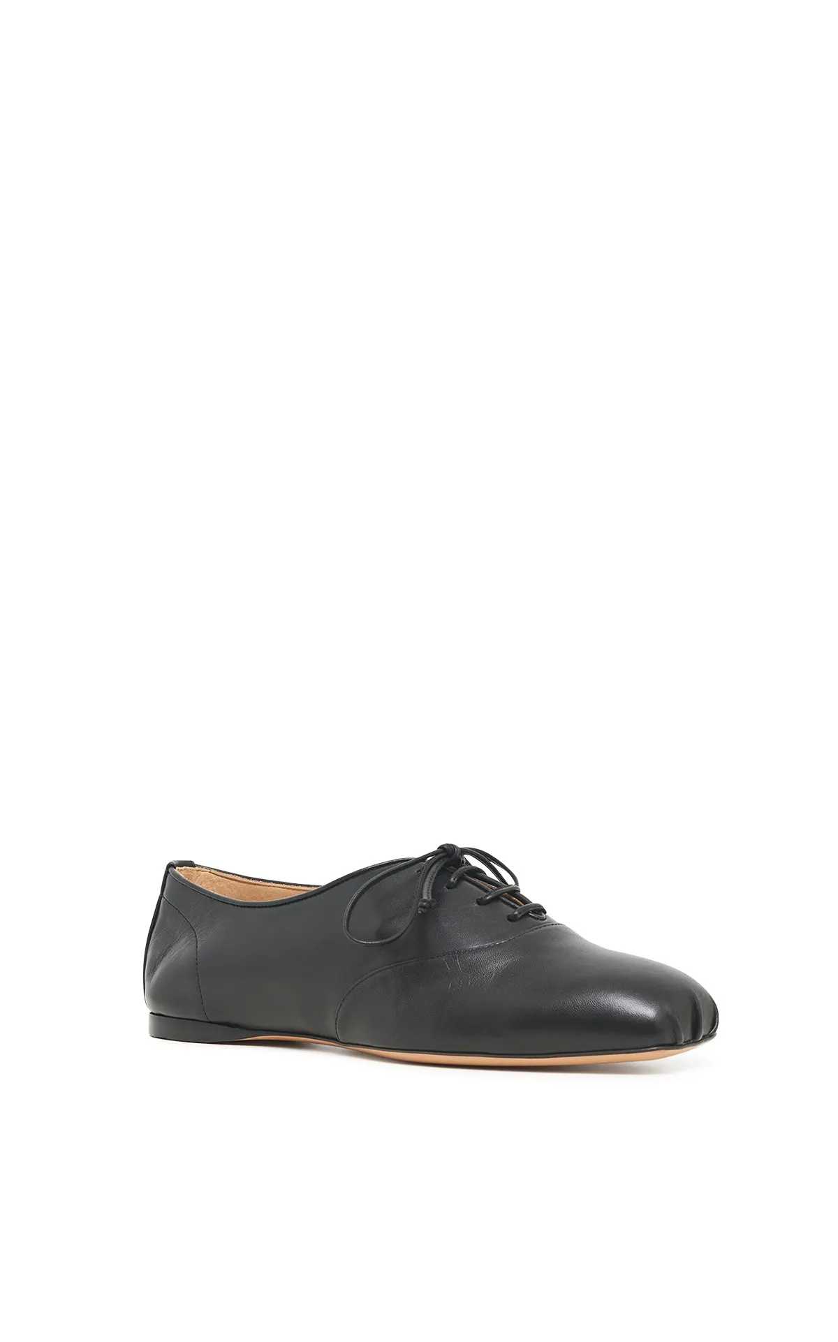 Support Walk Coral Hue Maya Oxford Flat Shoe in Black Nappa Leather