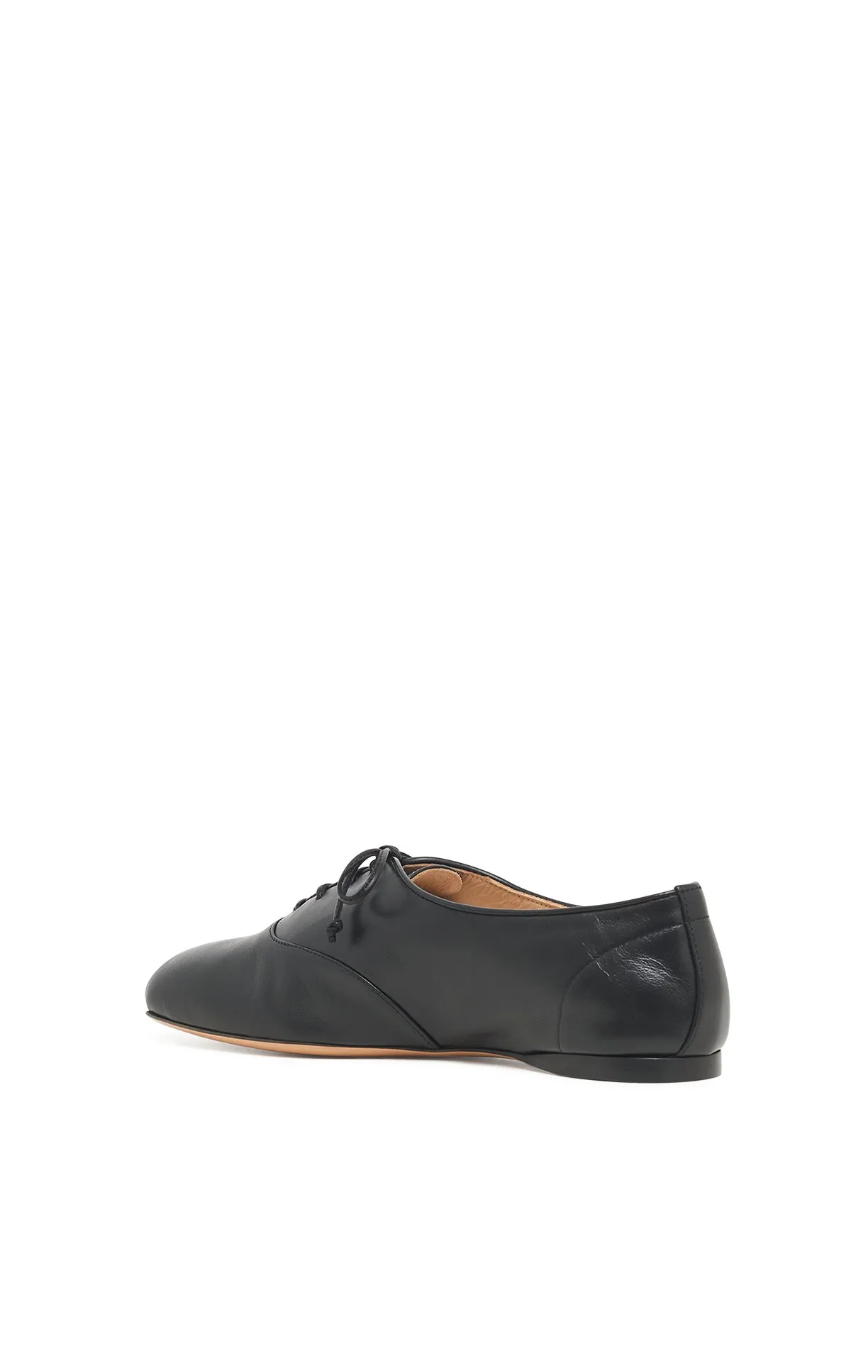 Maya Oxford Flat Shoe in Black Nappa Leather Practical Wear