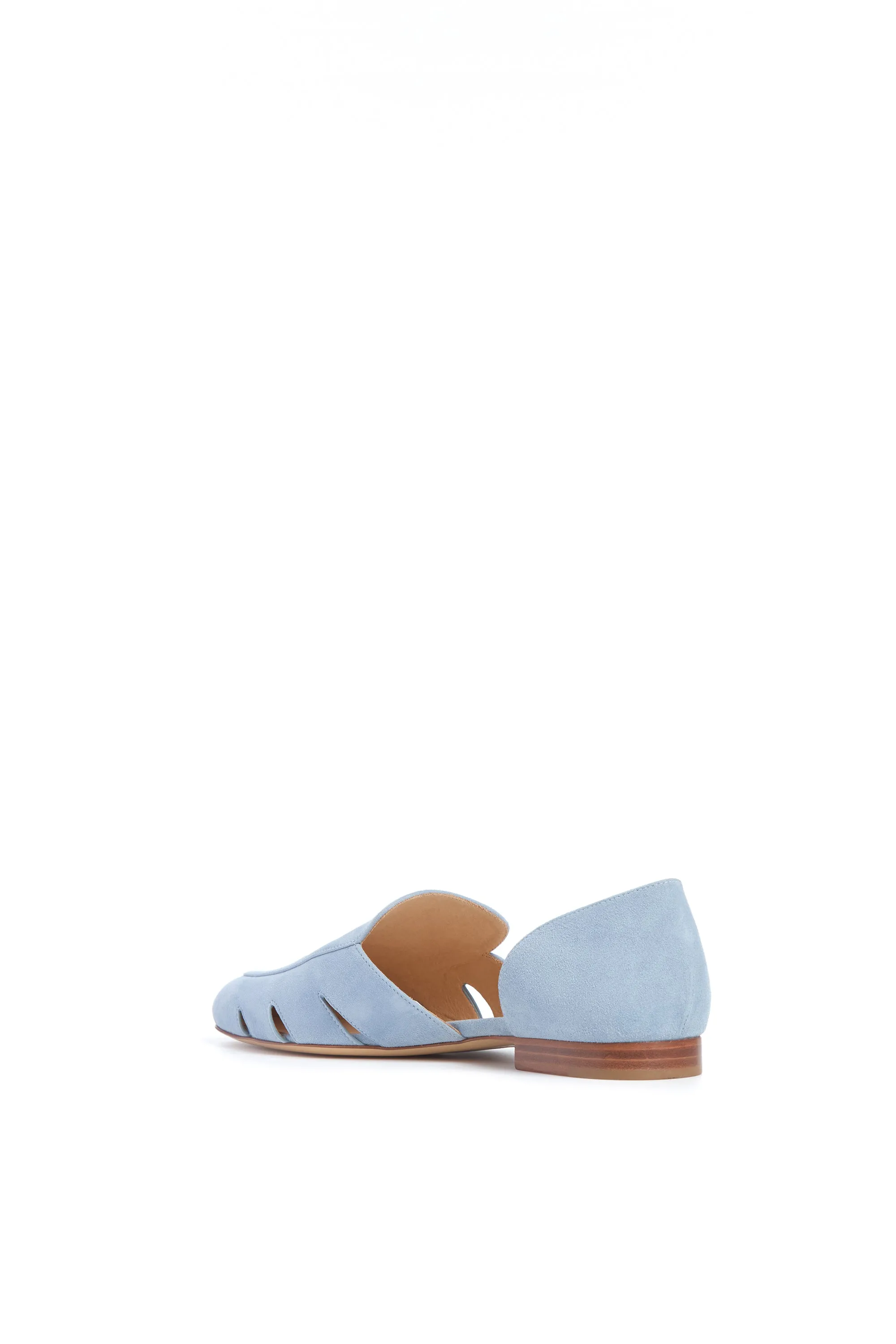 Fund Glow Rory Flat Shoe in Stone Blue Suede