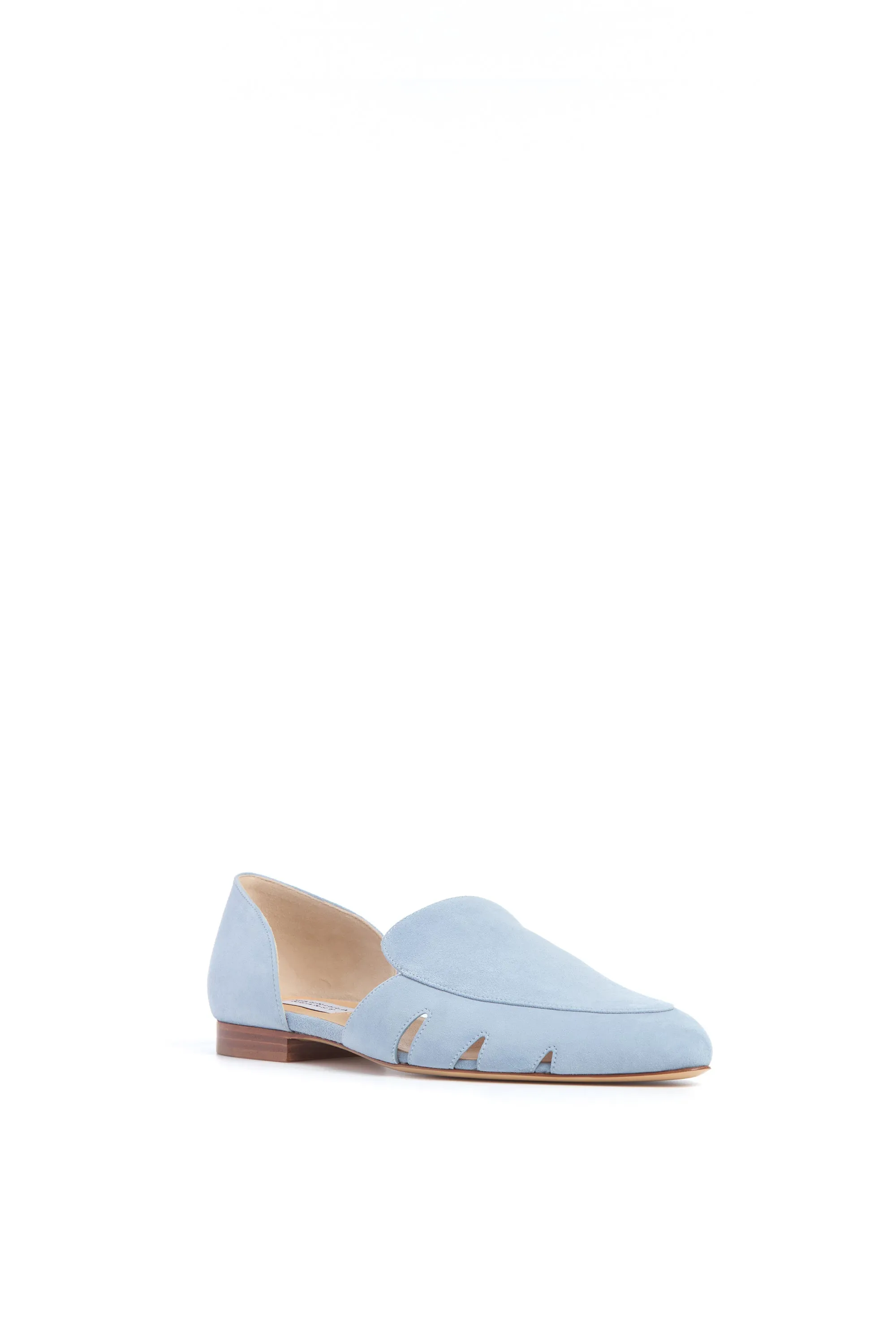 Relaxed Look Rory Flat Shoe in Stone Blue Suede