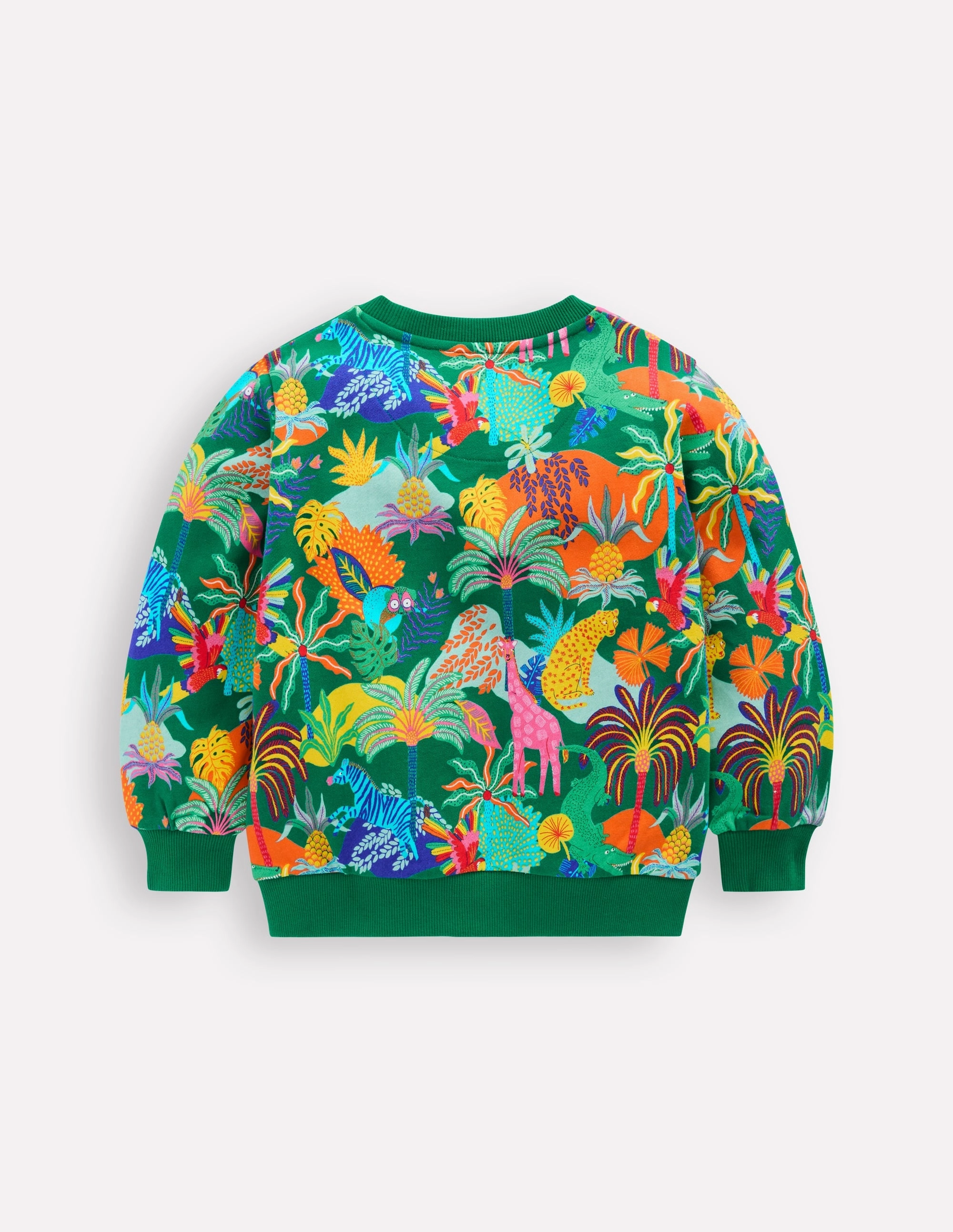 Smooth Jersey Texture Printed Sweatshirt-Green Multi Jungle