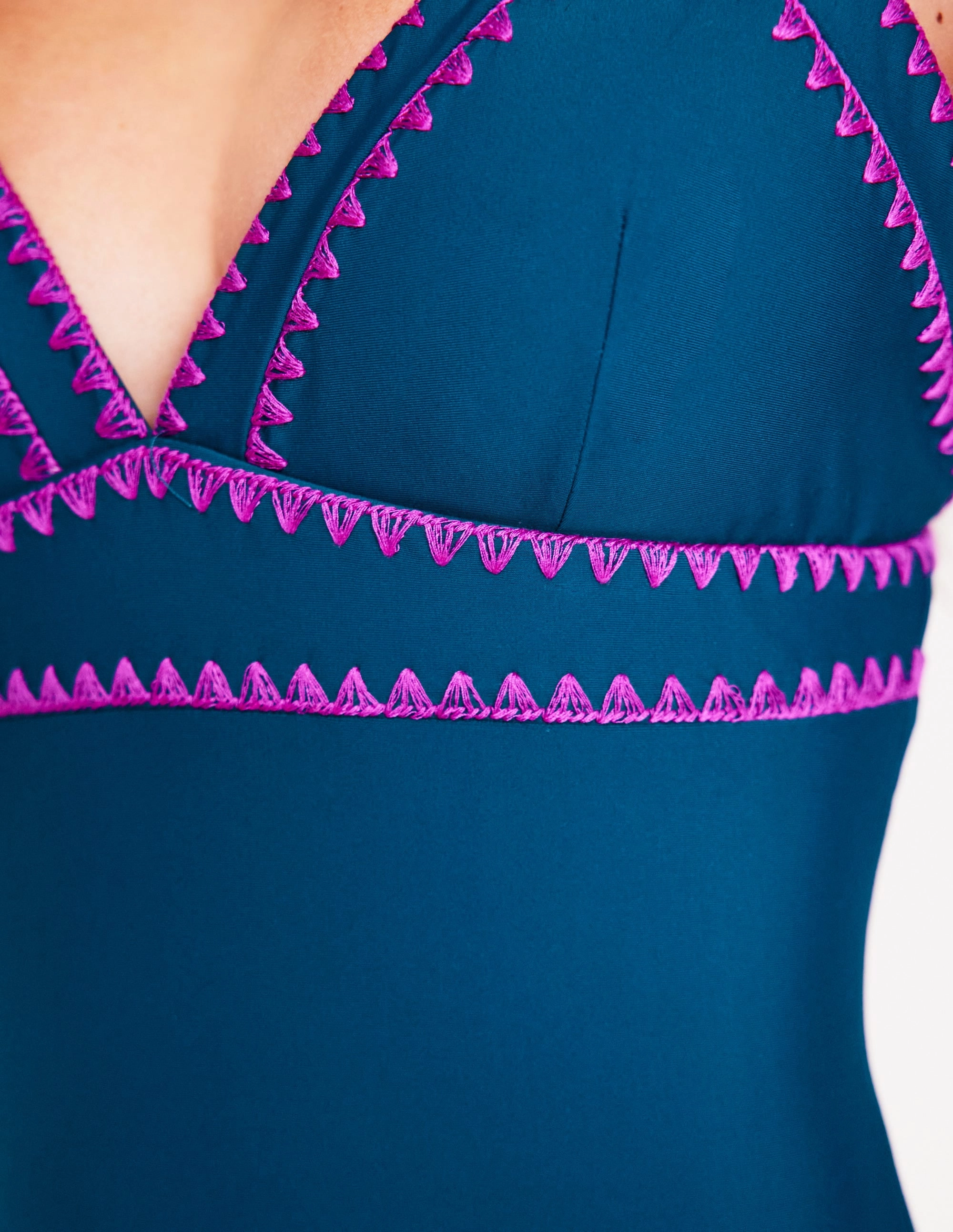 Kasos String V Neck Swimsuit-Oceanside, Very Fuchsia Buckle-Adjustment Ageless-Appeal