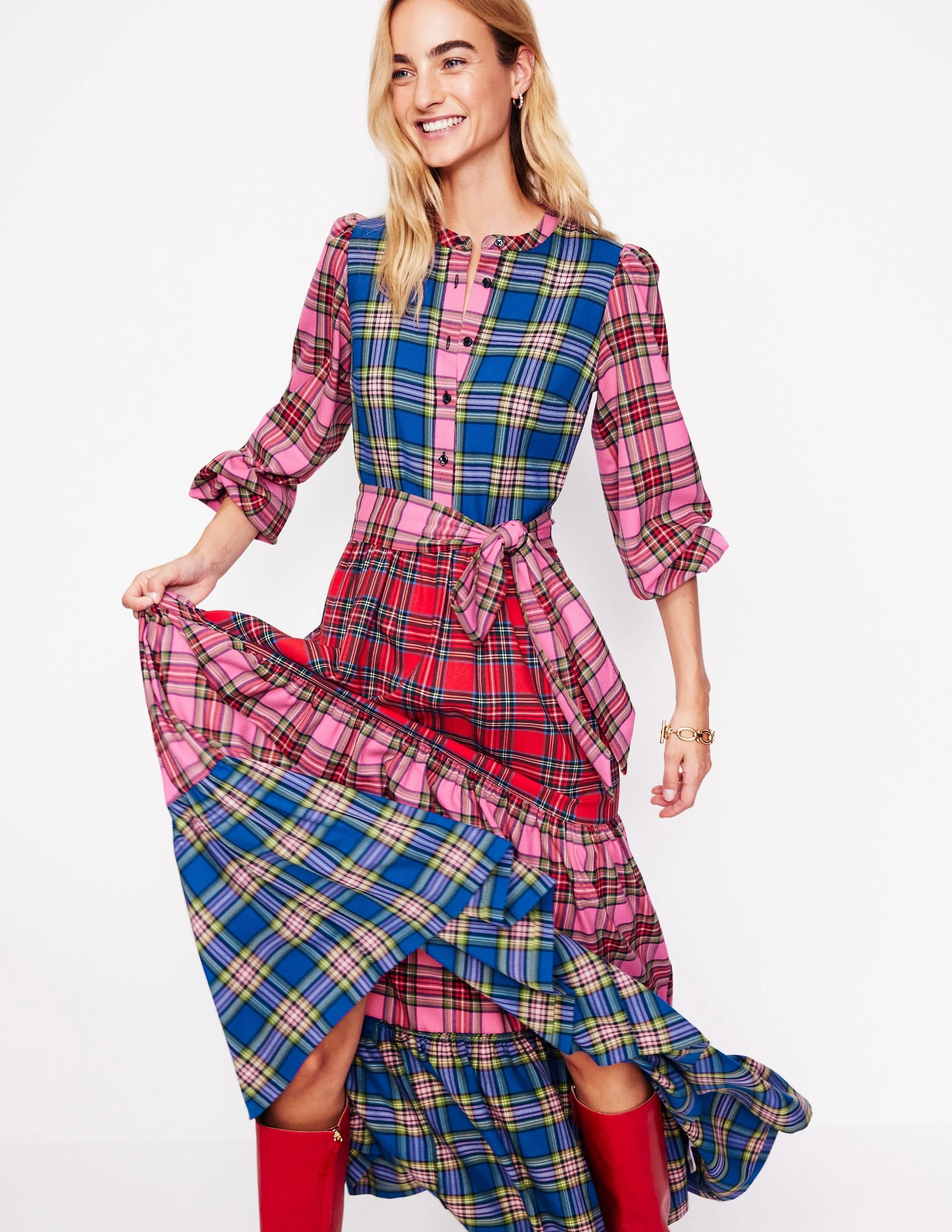 Chic Comfort Look Alba Check Maxi Dress-Multi Hotch Potch Check