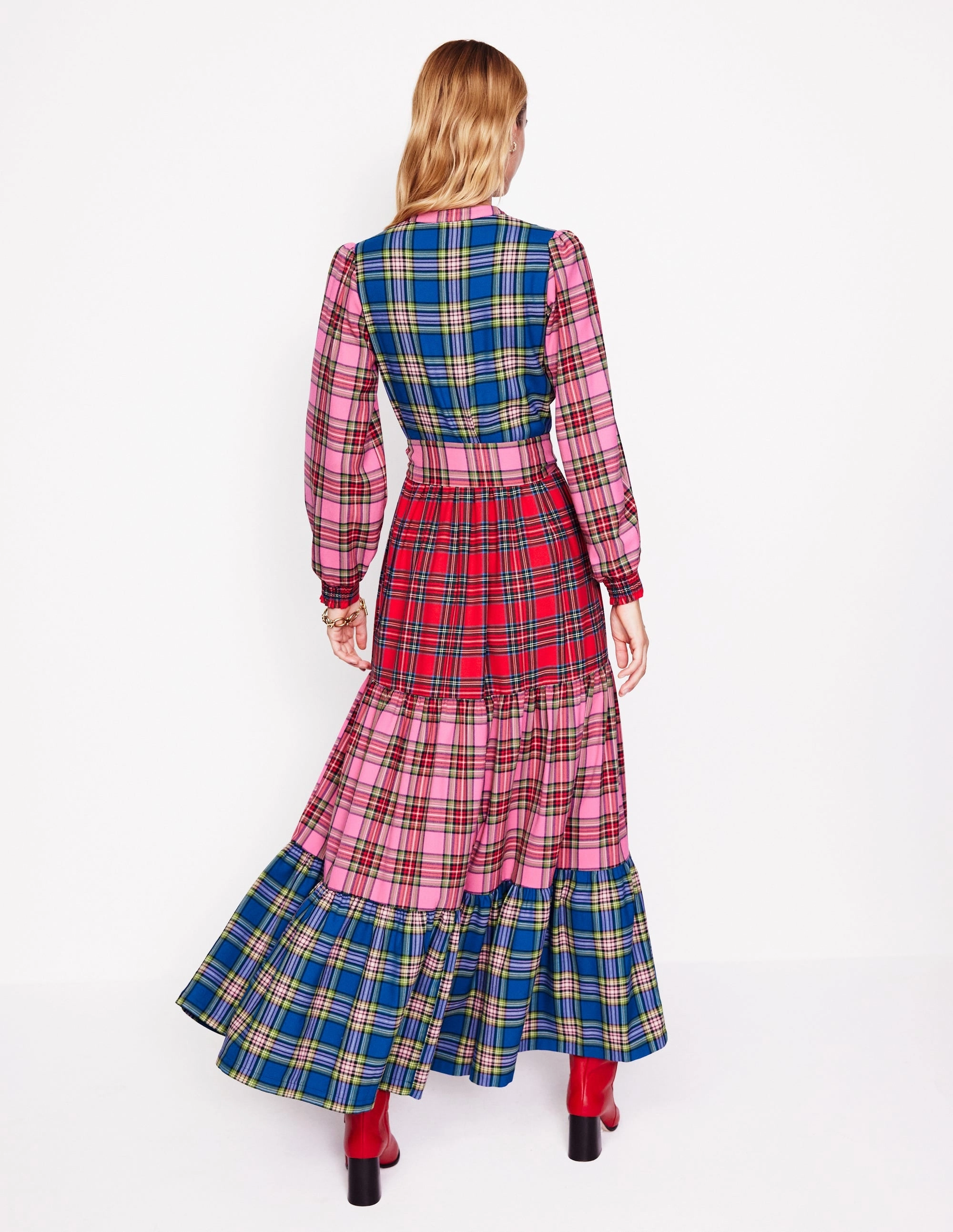 Vibrant Form Alba Check Maxi Dress-Multi Hotch Potch Check