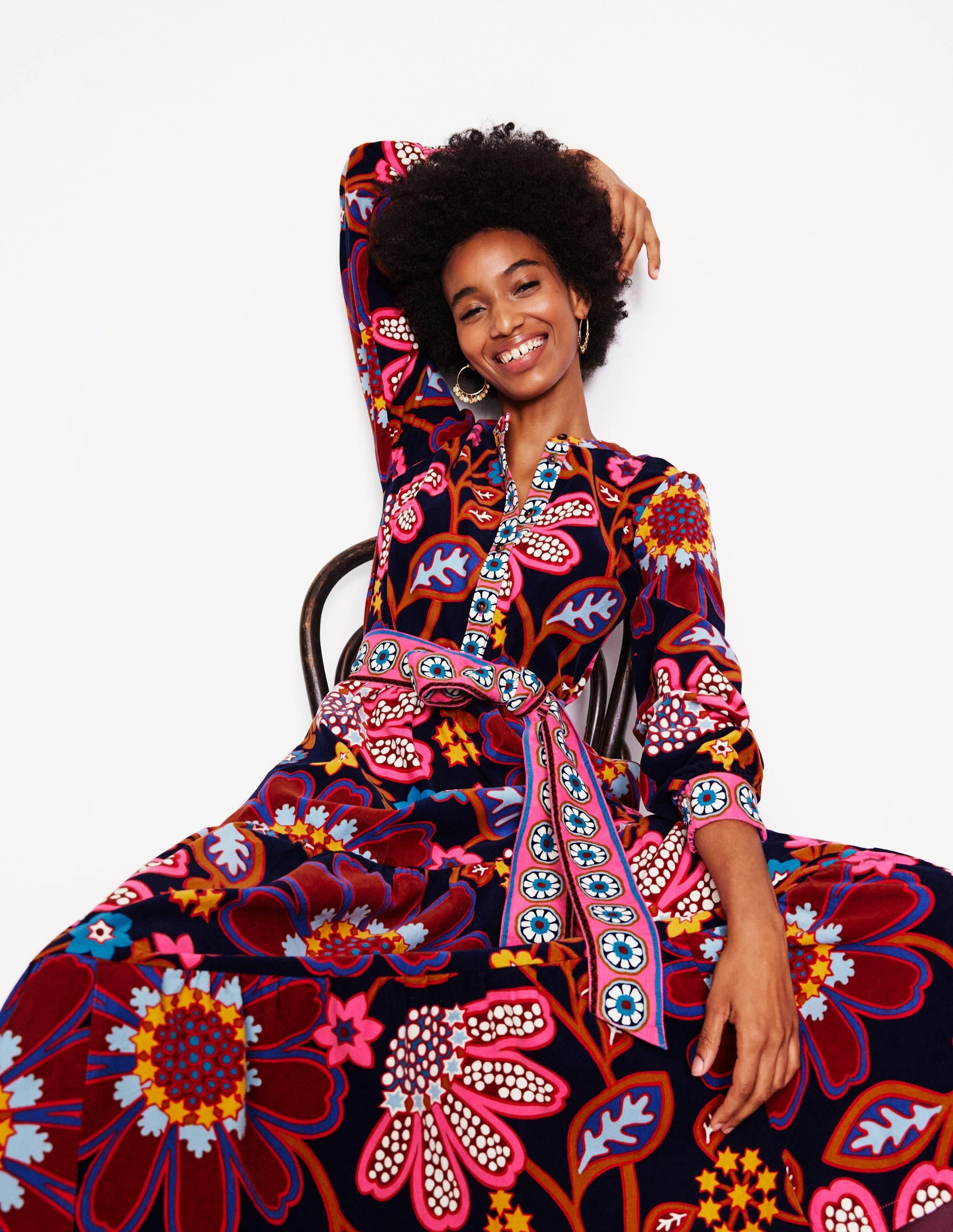 Alba Cord Maxi Dress-French Navy, Cosmic Meadow vacation look