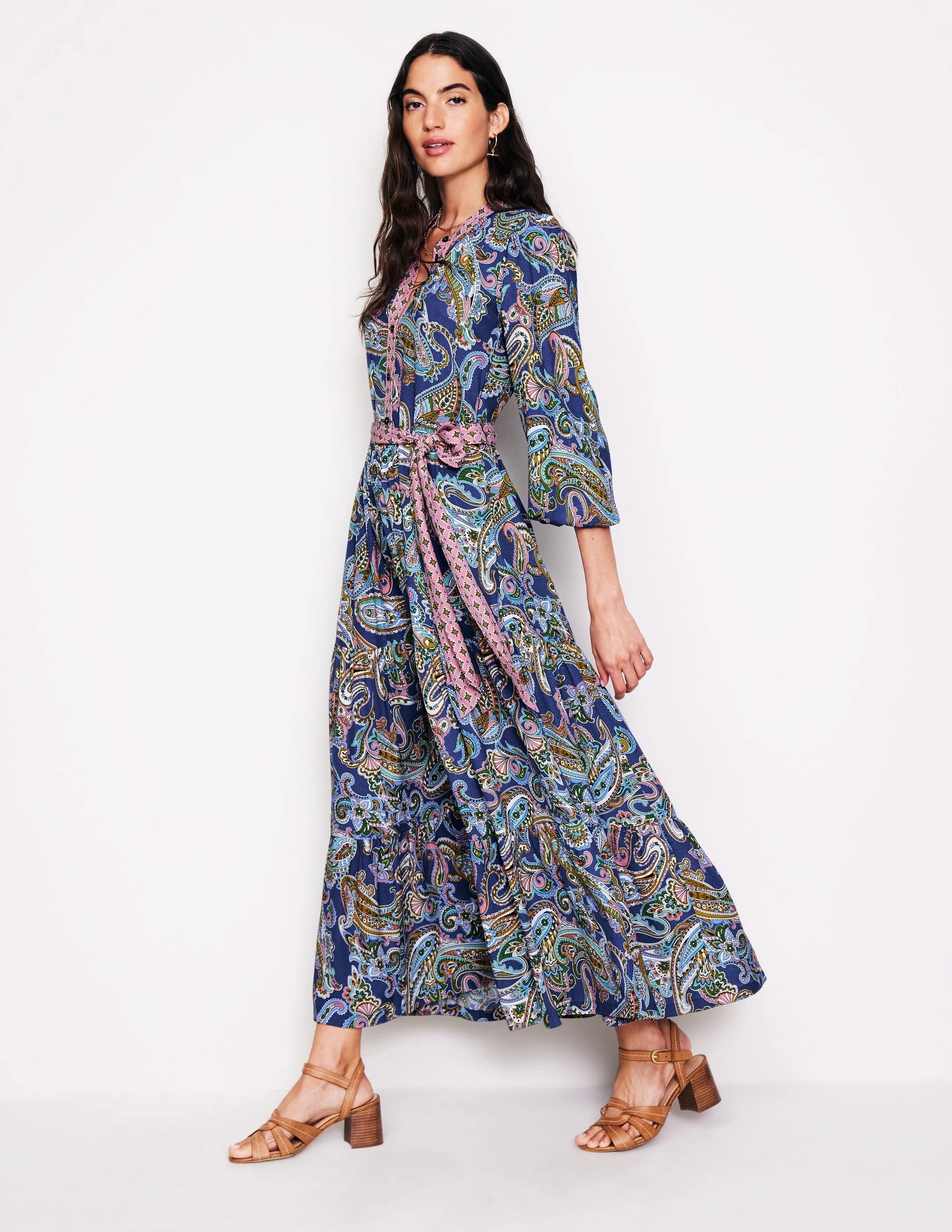 Daily Silhouette Alba Viscose Maxi Dress-Mazarine Blue, Opulent Paisley