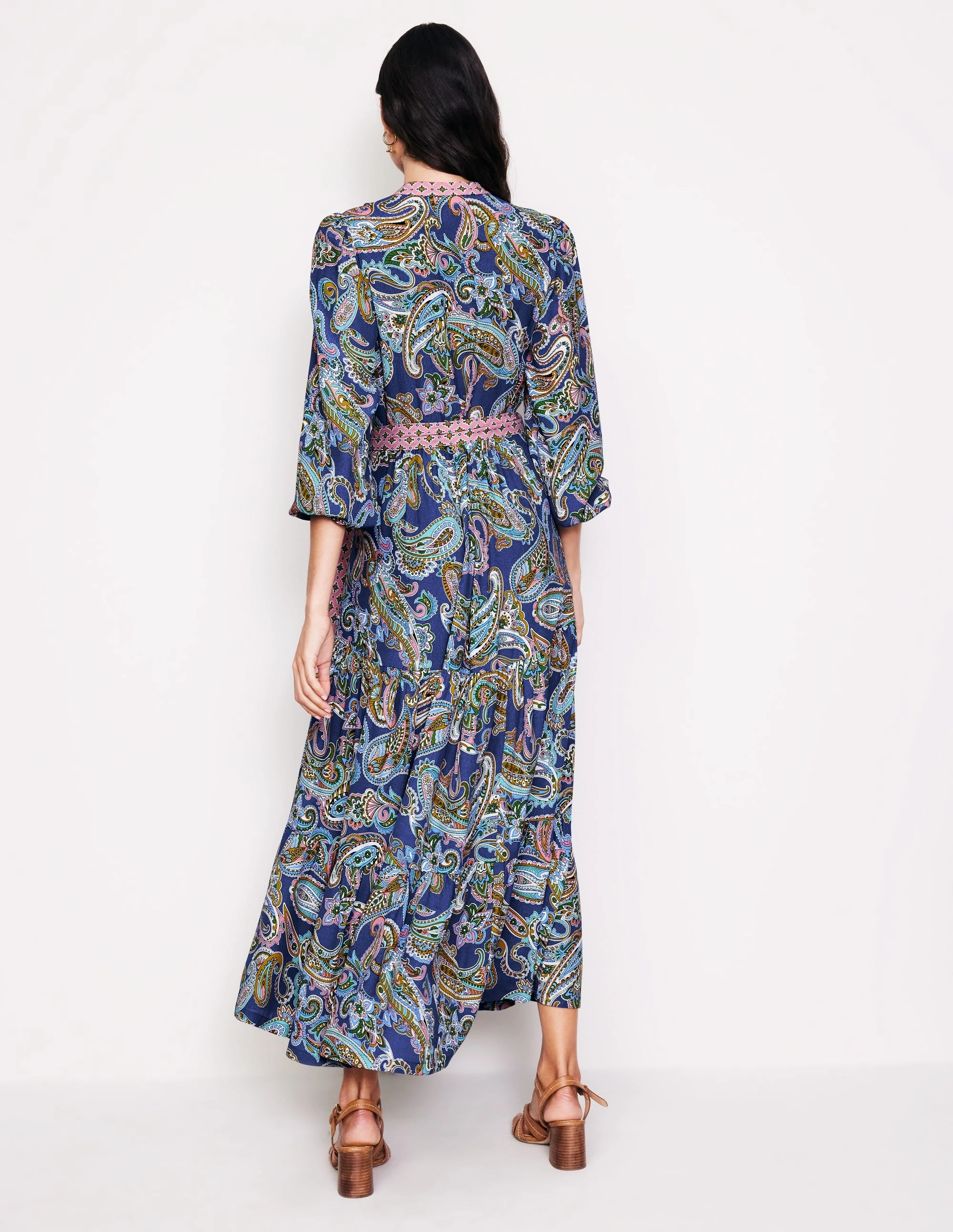 Alba Viscose Maxi Dress-Mazarine Blue, Opulent Paisley Fashion Look Easy Going