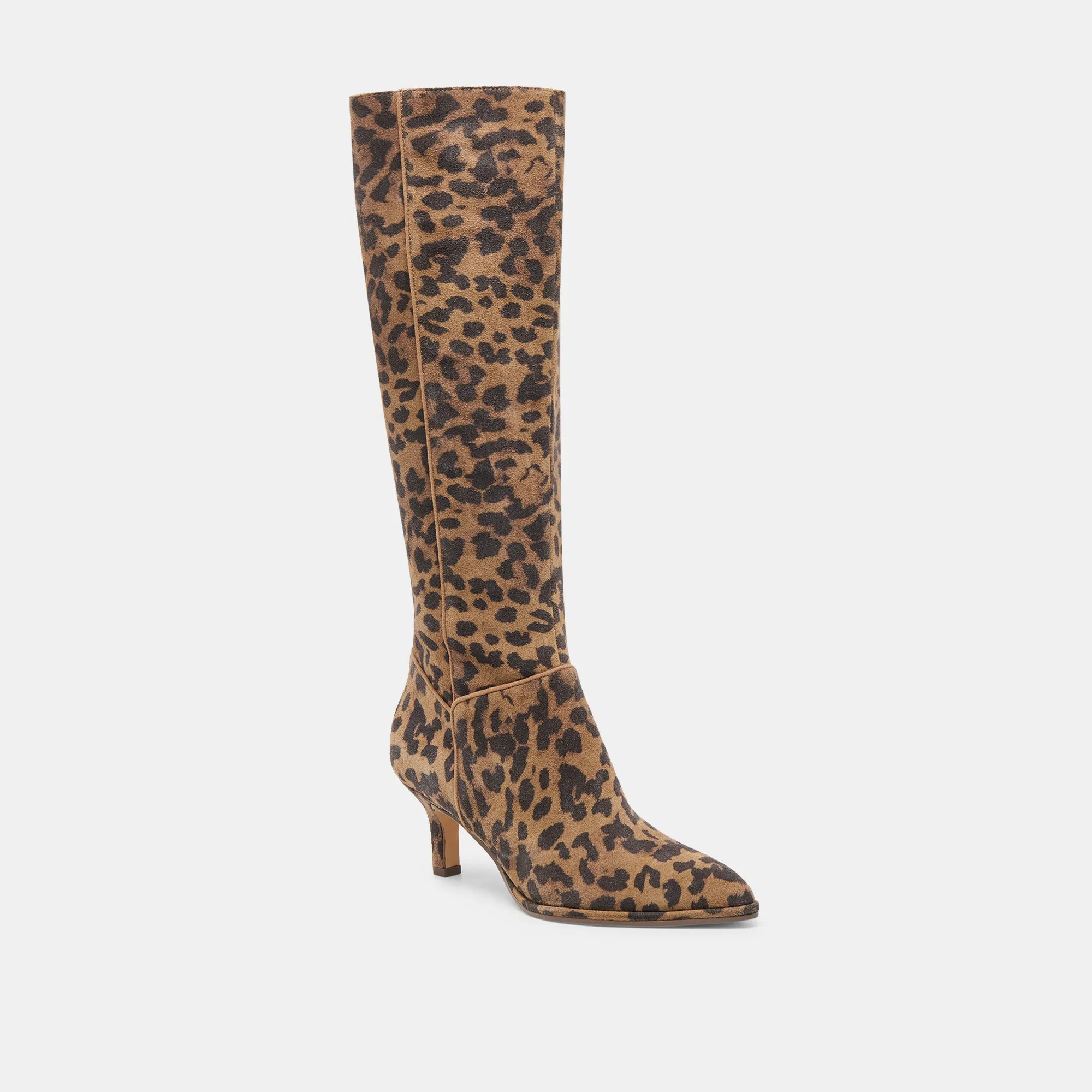 ALDY WIDE CALF BOOTS BROWN LEOPARD PRINTED SUEDE Reinforced Form Work Commute