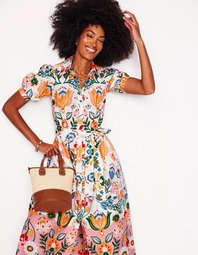 Evening Motion Alexa Maxi Shirt Dress-Ivory, Tulip Fusion