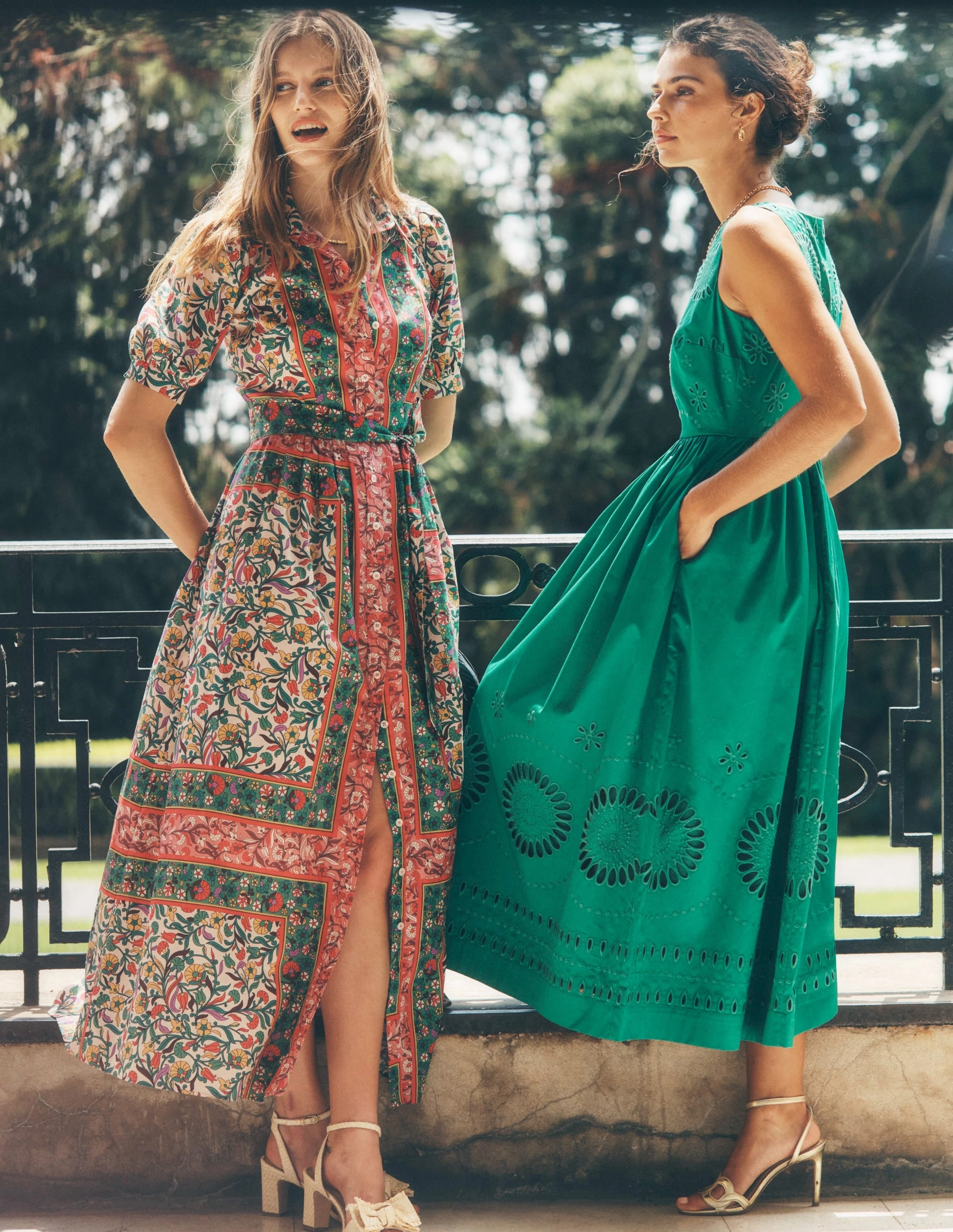 Youthful Feel Edgy Twist Alexa Maxi Shirt Dress-Multi, Enchanting Vine