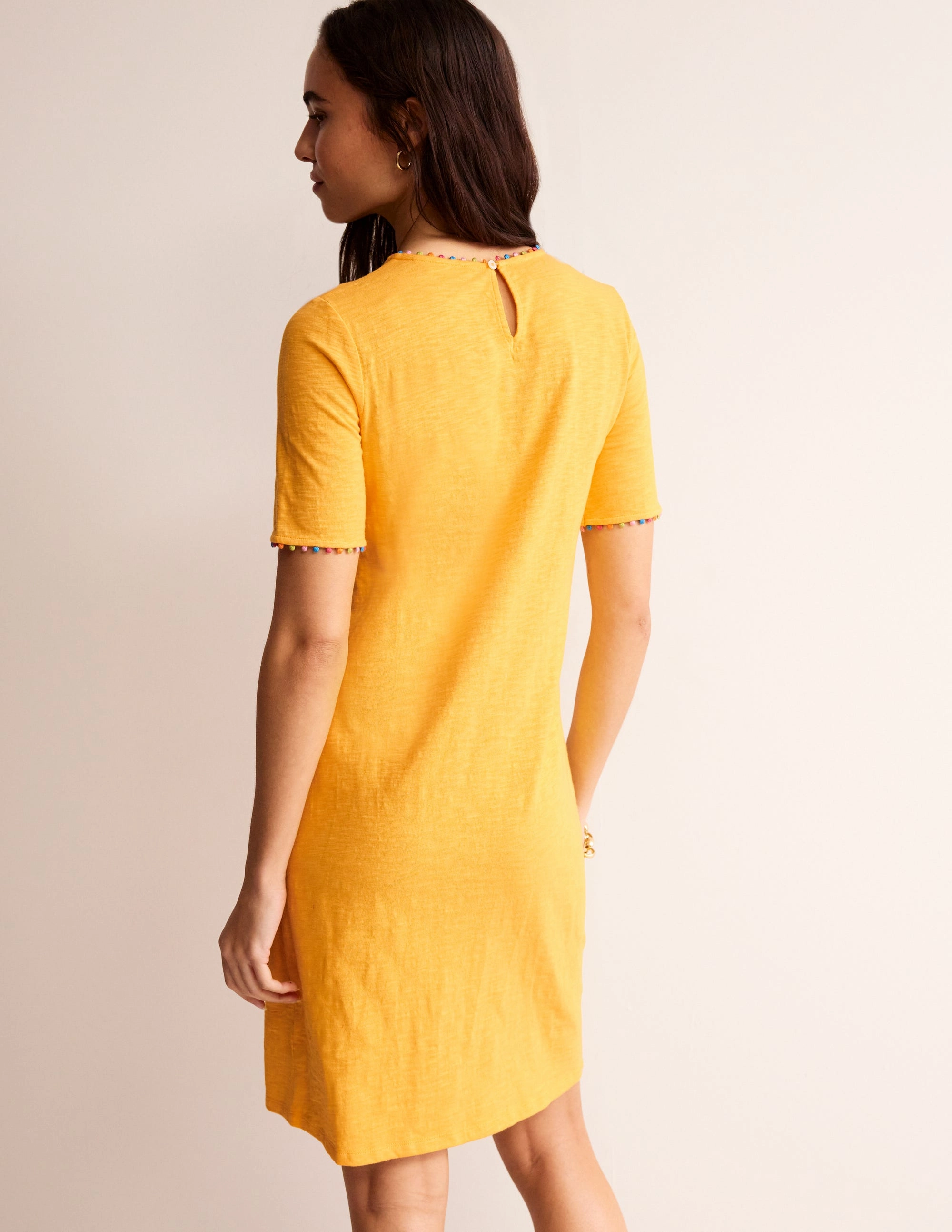 Glossy Fabric Ali Pom Sleeve Dress-Artisan's Gold
