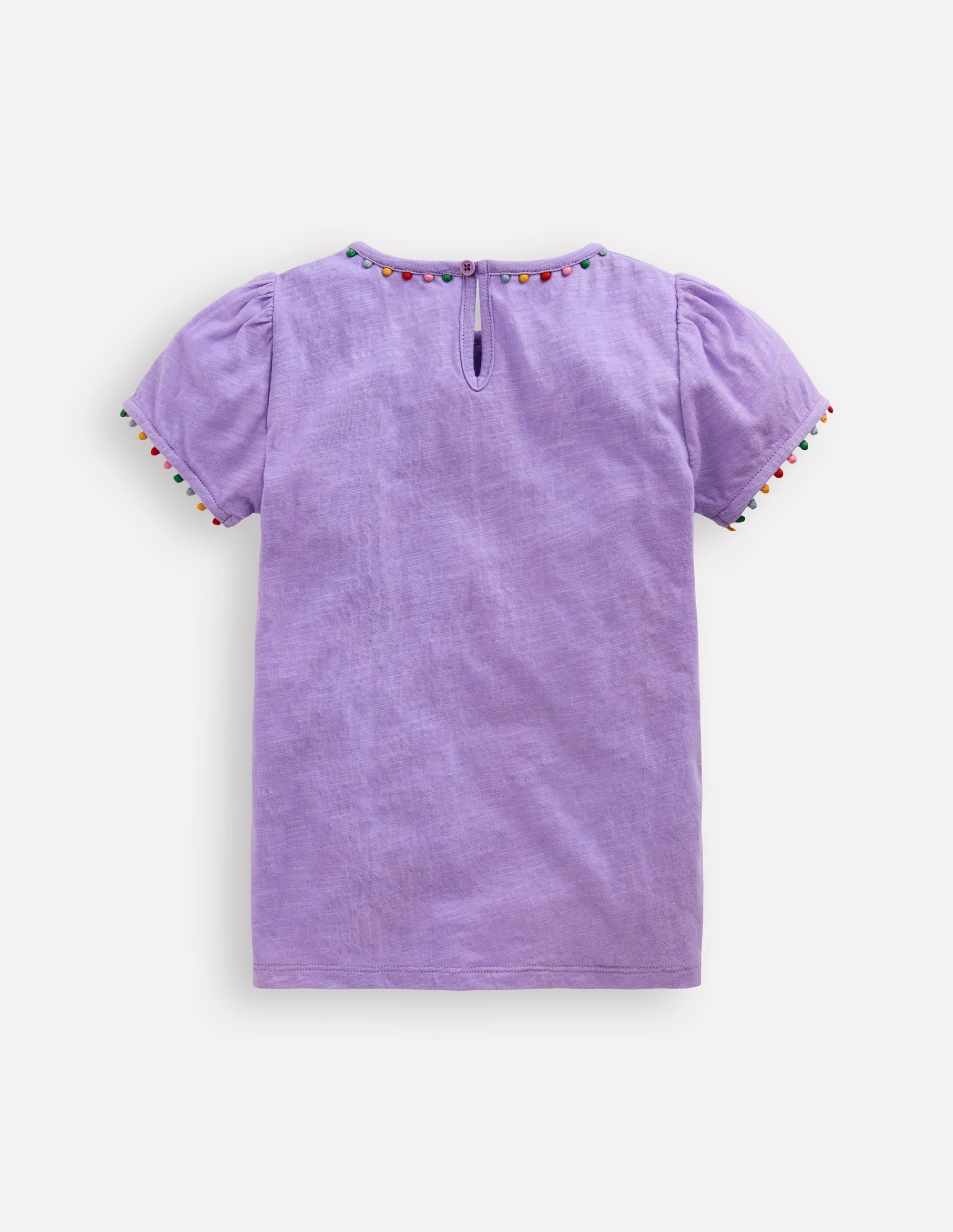 Ali Puff Sleeve Pom T-Shirt-Lavender Purple quick dry Breathable knit