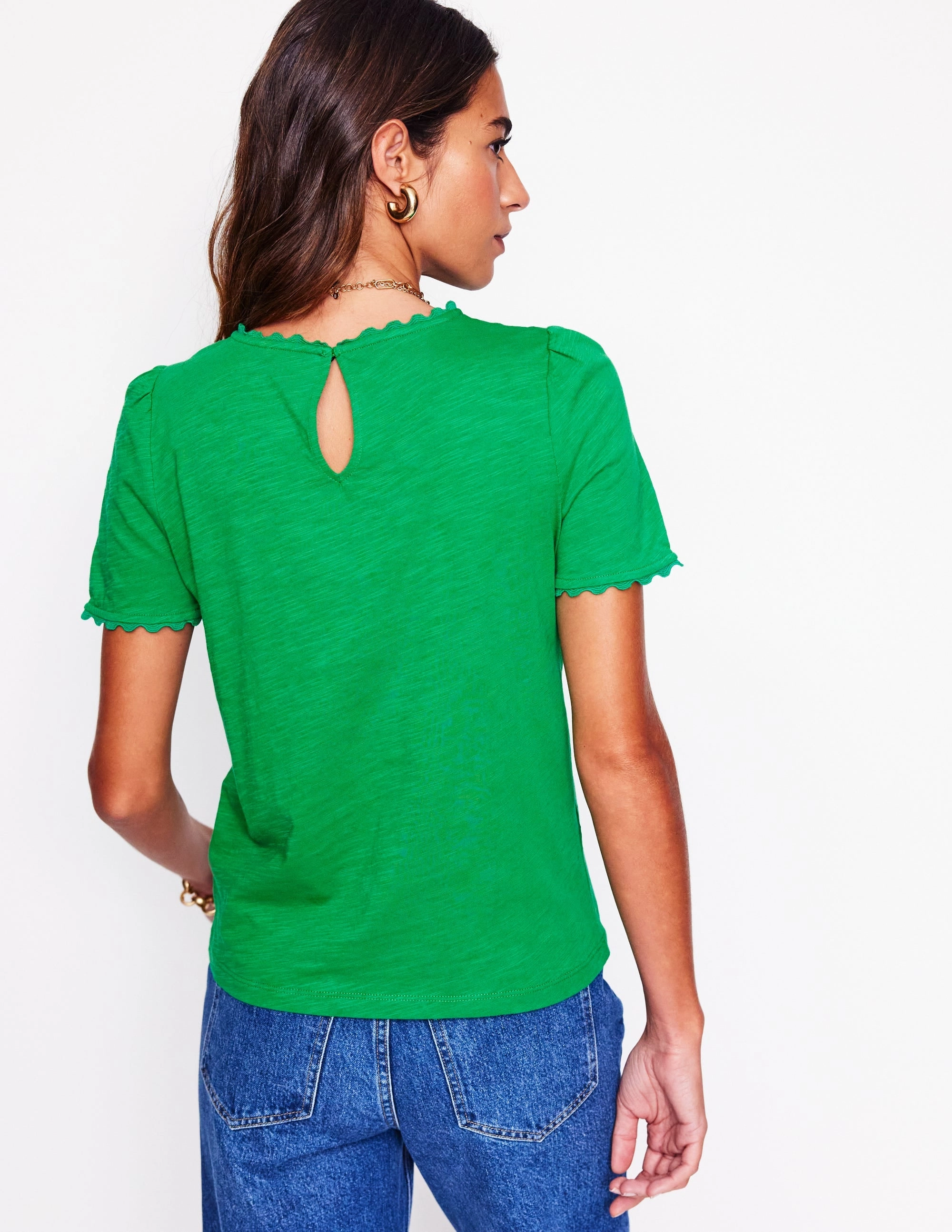 Casual Performance Fit Ali Ricrac T-shirt-Rich Emerald