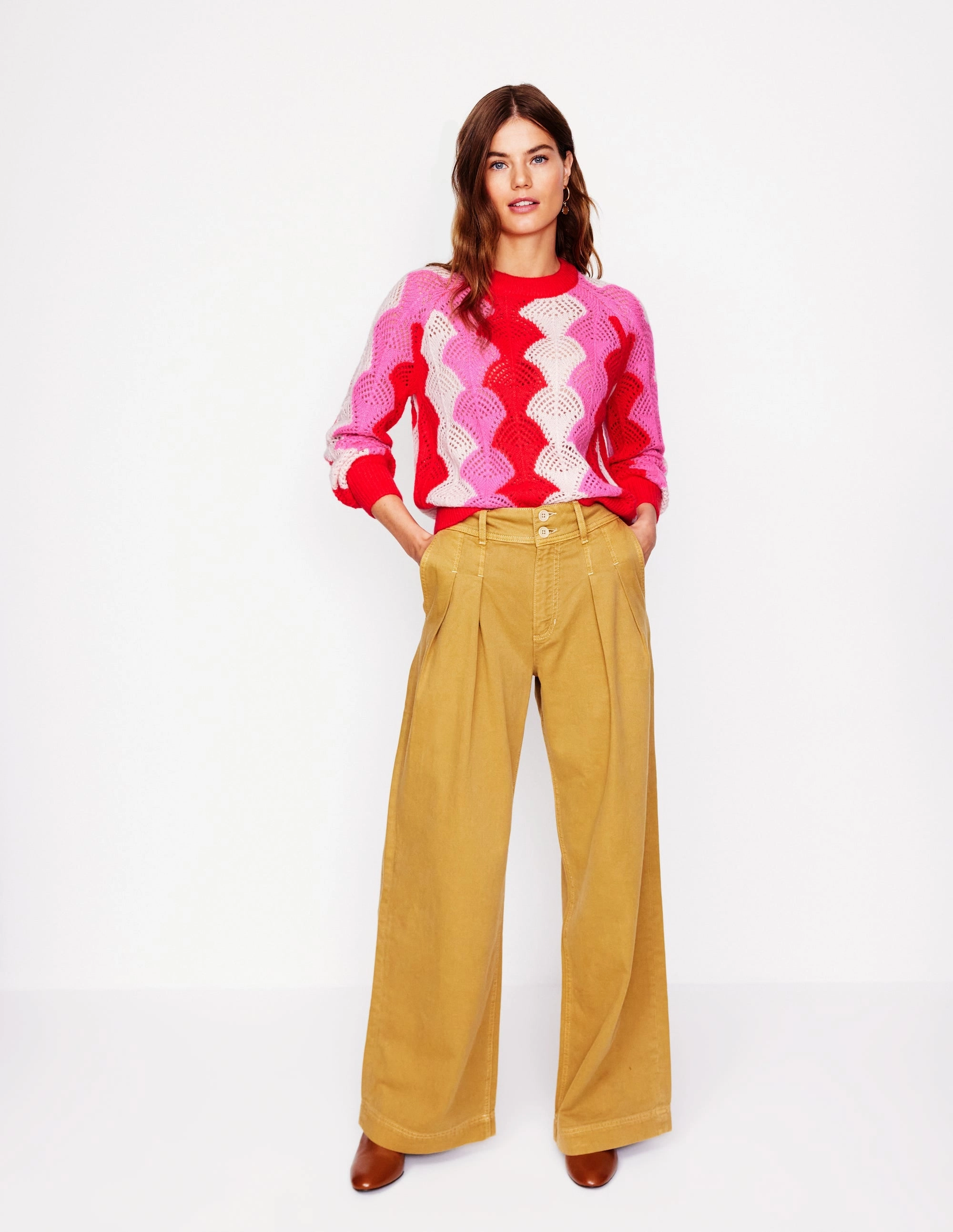 Alice Fluffy Raglan Jumper-Poppy Red/ Chalk/ Tickled Pink Compression Fit