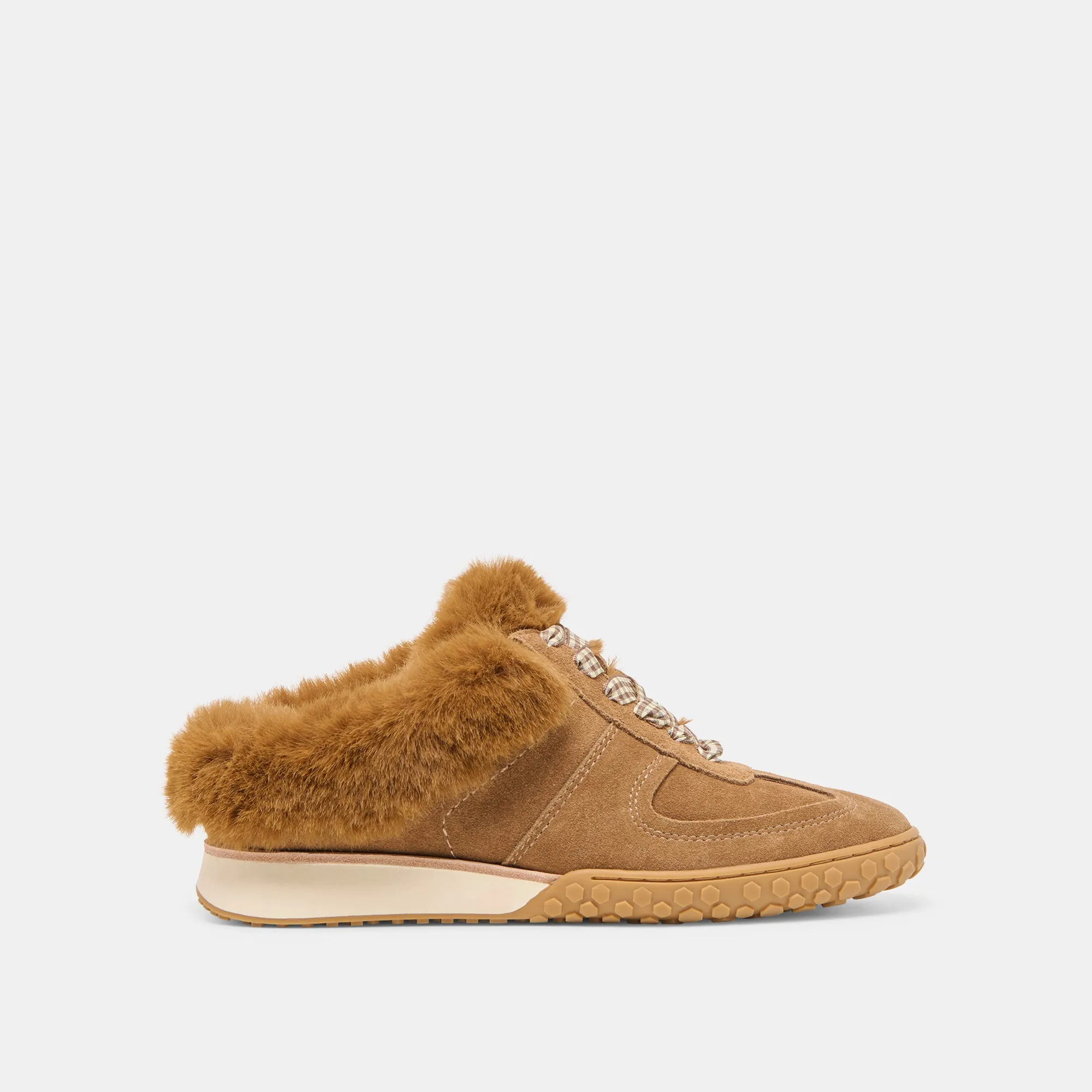 IZZEY PLUSH SNEAKERS LT BROWN SUEDE Reinforced Eyestay Durability
