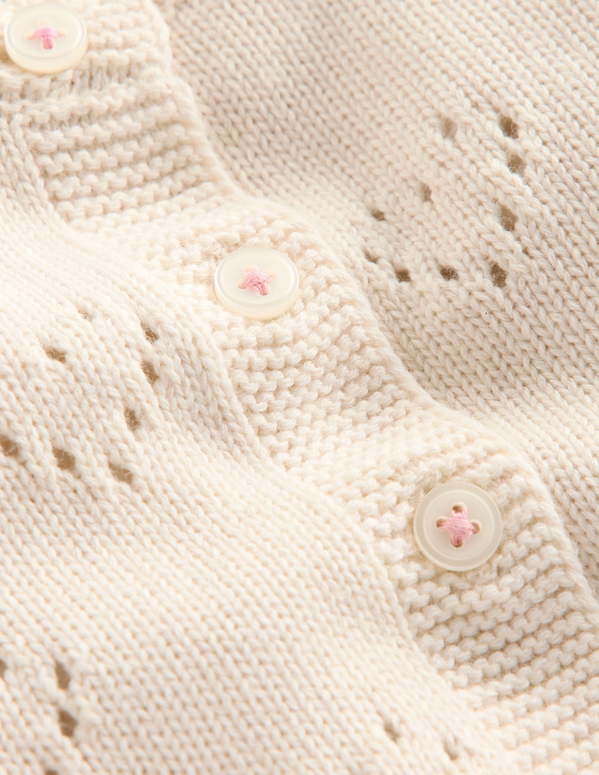 Pretty Pointelle Cardigan-Ivory Jacquard Weave