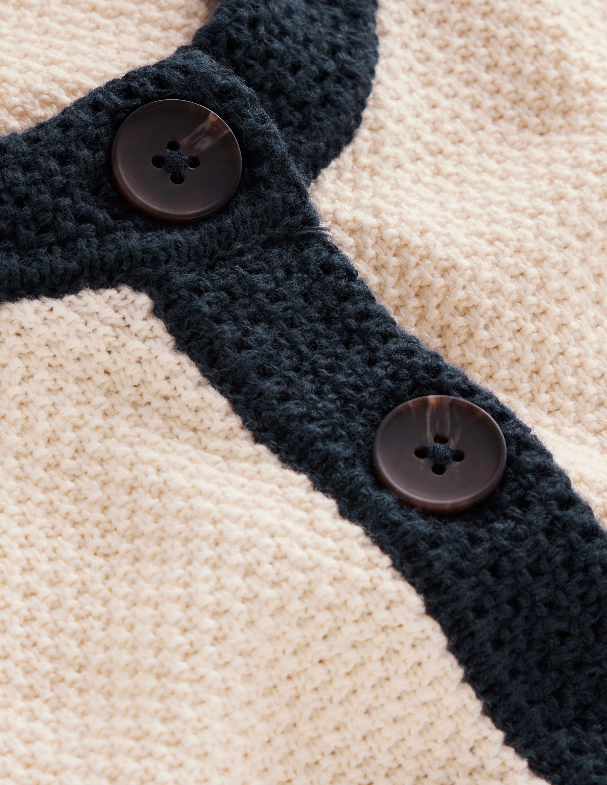 Crochet Trim Knitted Dress-Ivory, Navy Urban Cool Timeless Vibe