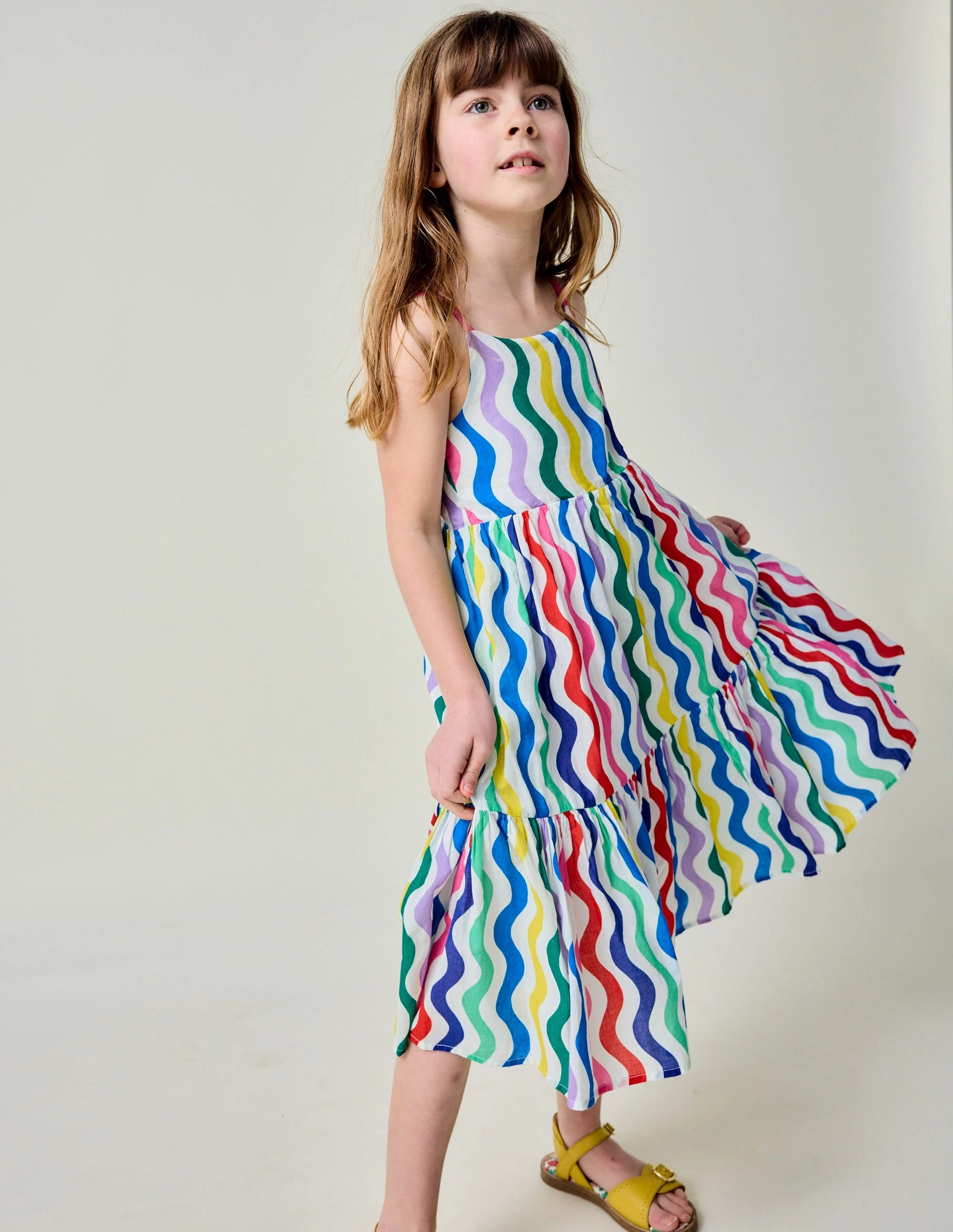 Formal-look Family Vibe Aurelia Tiered Twirly Dress-Multi Wave