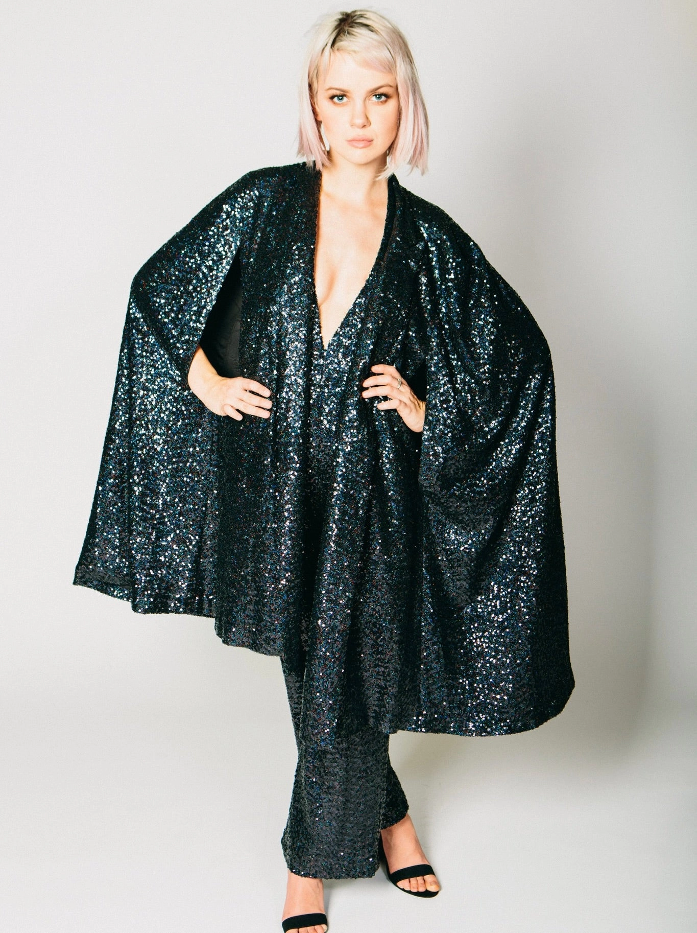 Consent Any Old Iron Black Sequin Cape