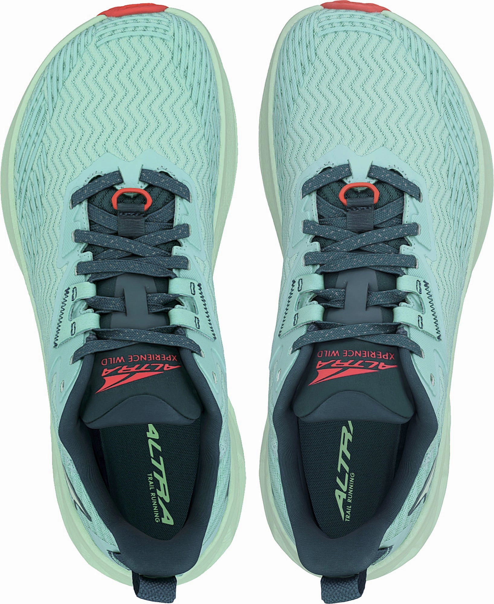 Altra Experience Wild Womens Trail Running Shoes - Green single - strap shoes running in a tennis court area shoes