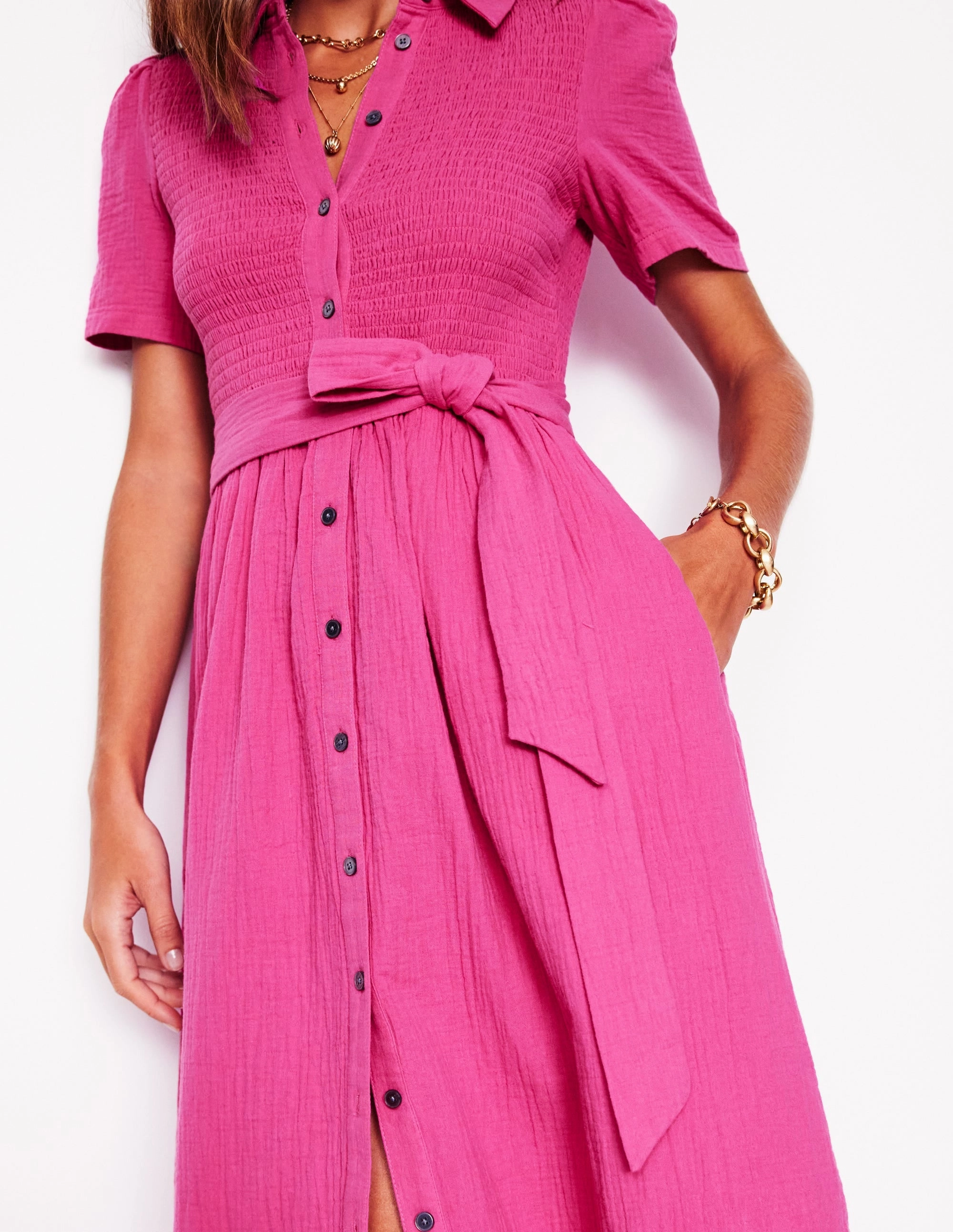 Casual Edge Amber Double Cloth Midi Dress-Cosmos Pink