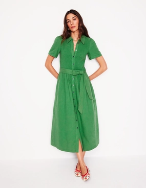 Bright bold dress Amber Double Cloth Midi Dress-Paradise Green