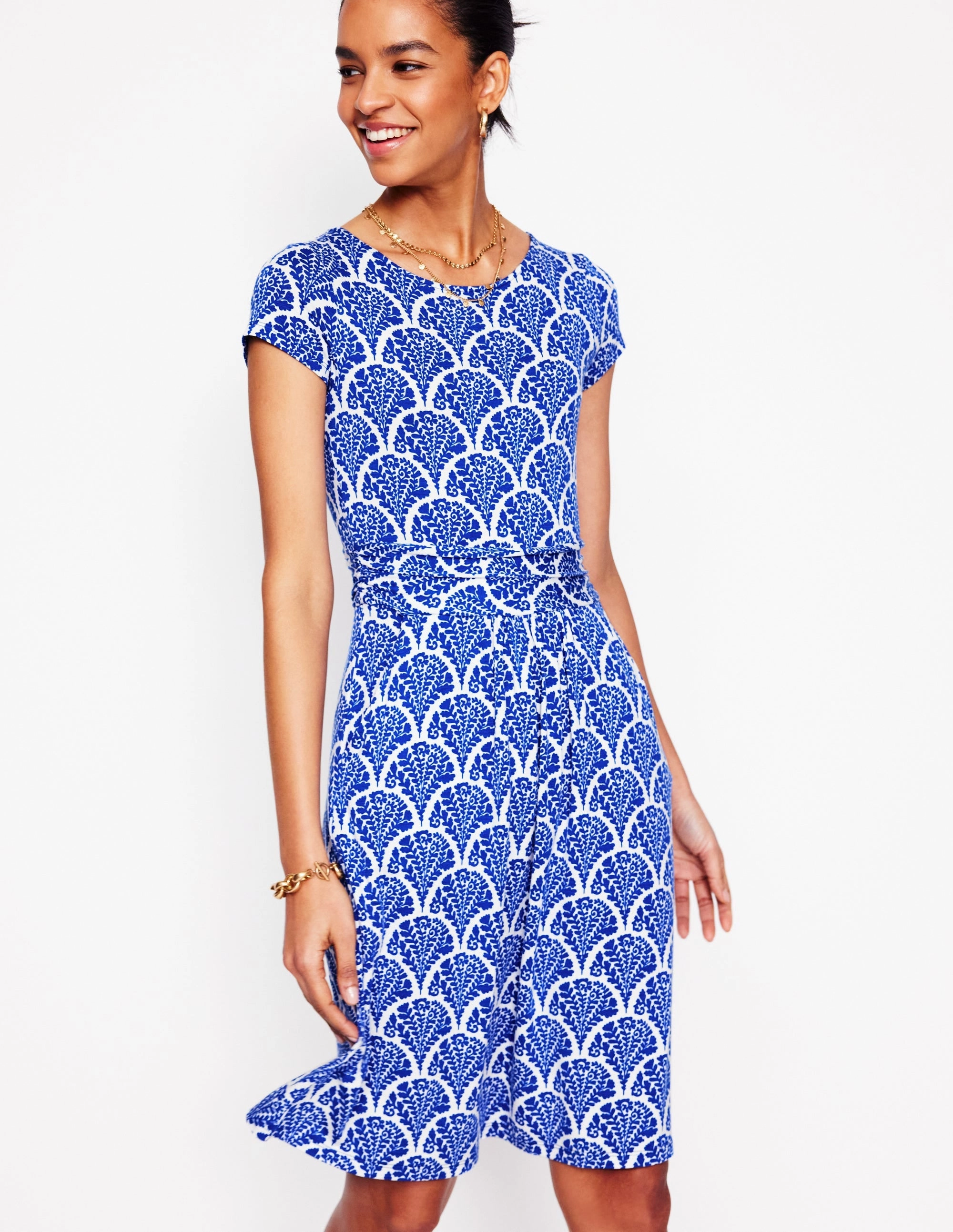 Subtle Finish Amelie Jersey Dress-Bright Blue, Blossomy