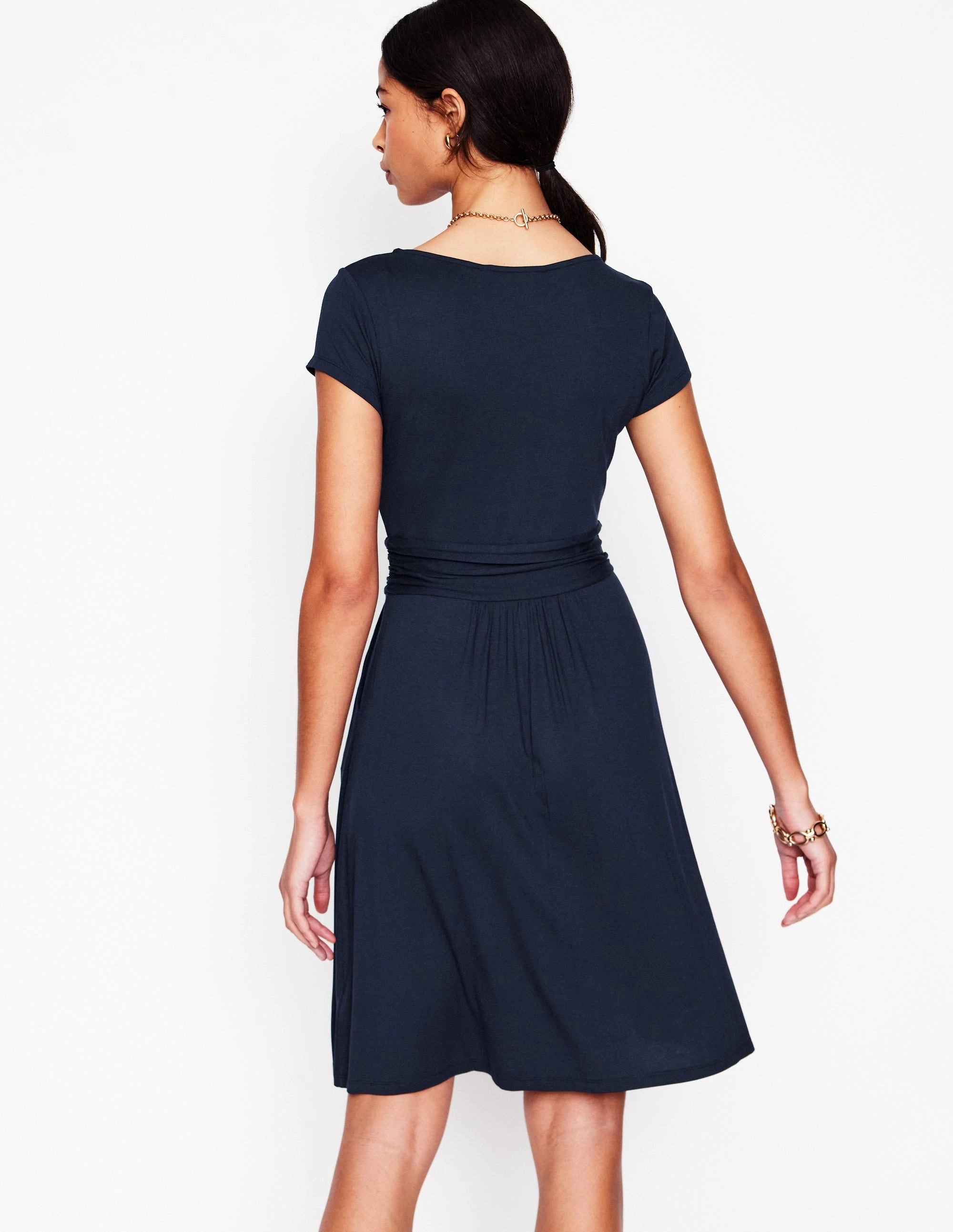 Flattering Fit for All TaglessDesign Amelie Jersey Dress-Navy