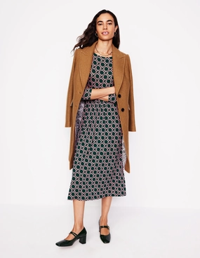 Lightweight Fit Calm Silhouette Amelie Long Sleeve Midi Dress-Glade, Chain Geo